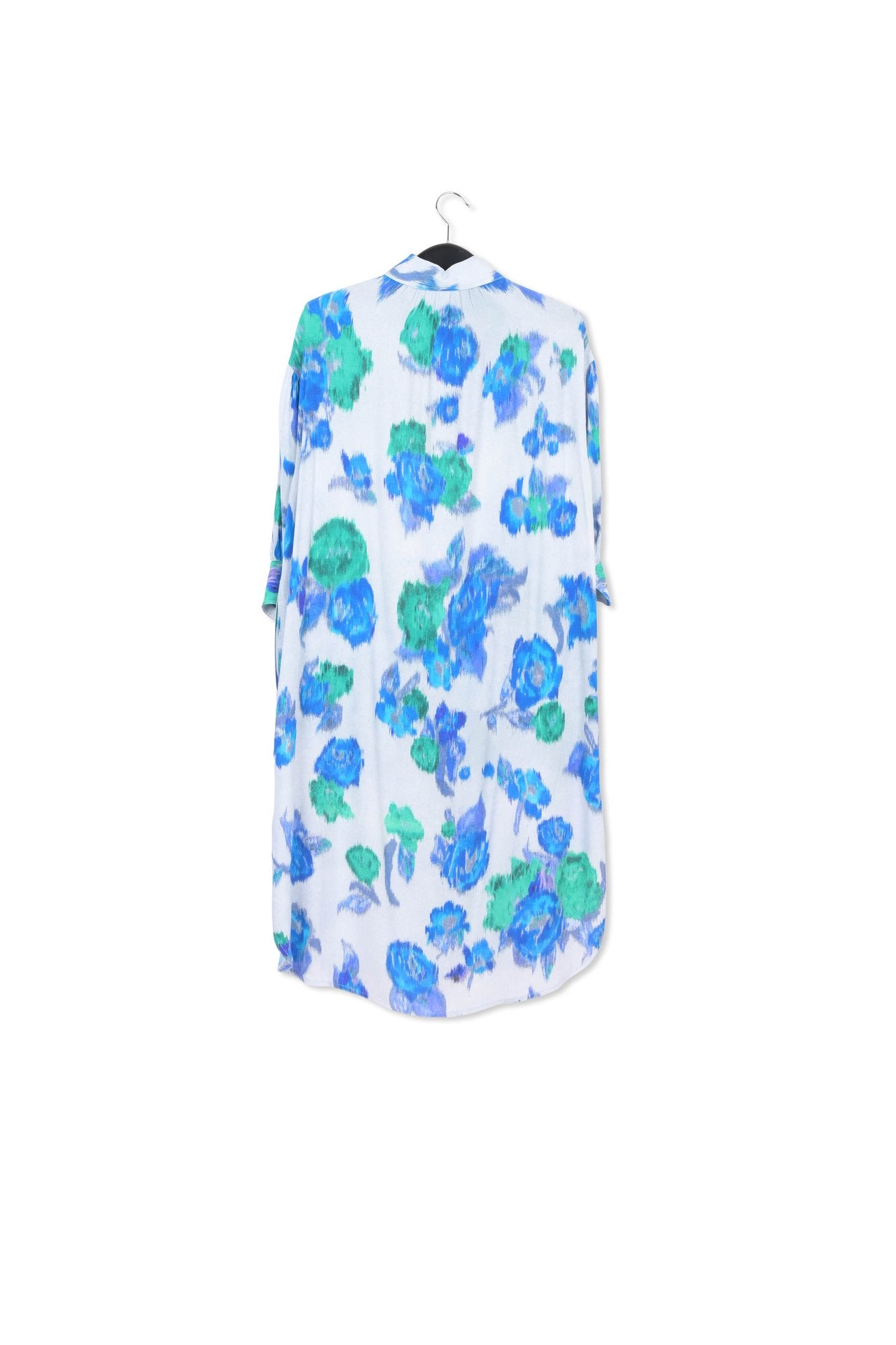 Light blue, blue and green floral-print shirt dress RE—SSENTIEL | Essentiel second hand