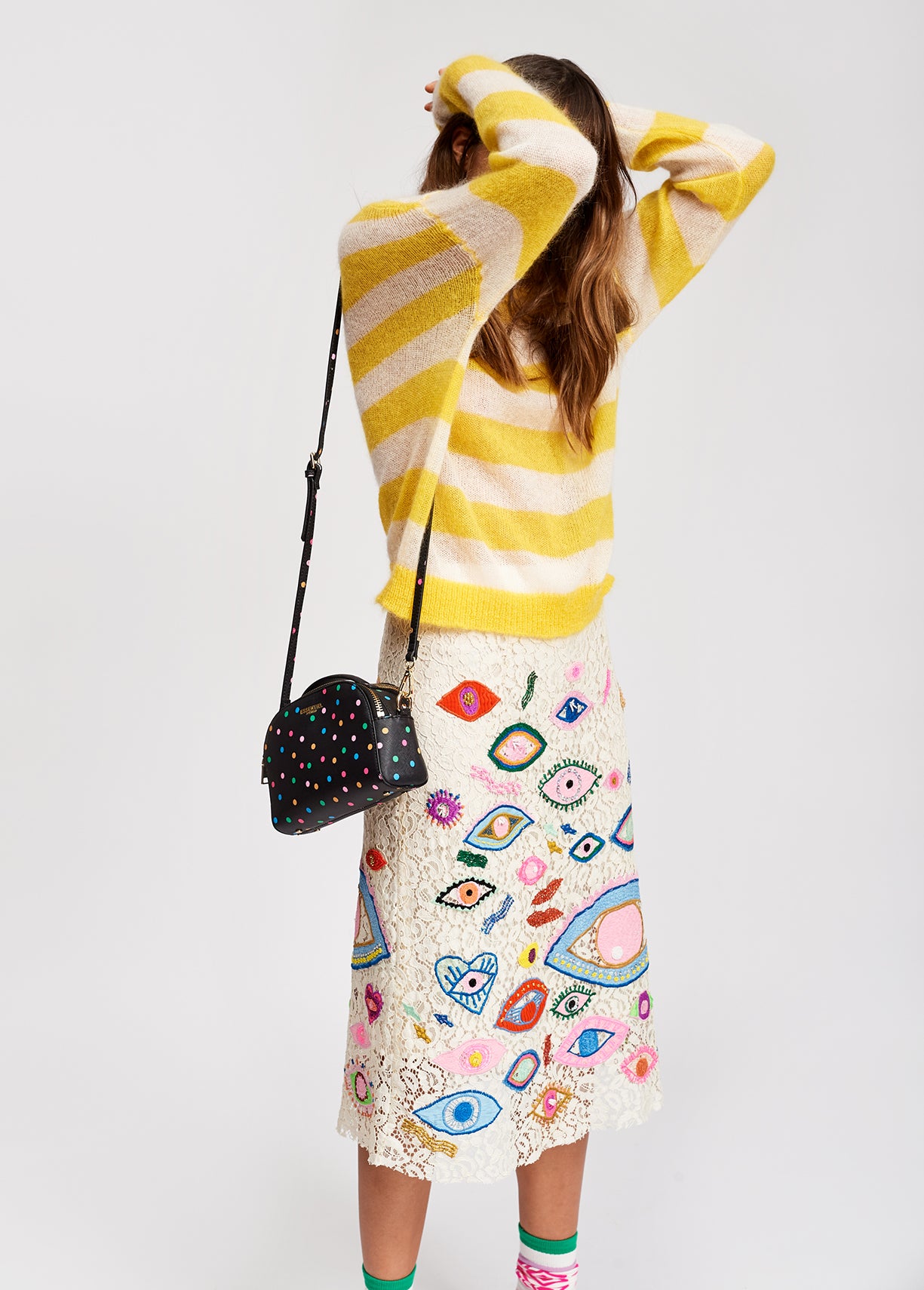 Off white embellished midi skirt RE—SSENTIEL | Essentiel second hand