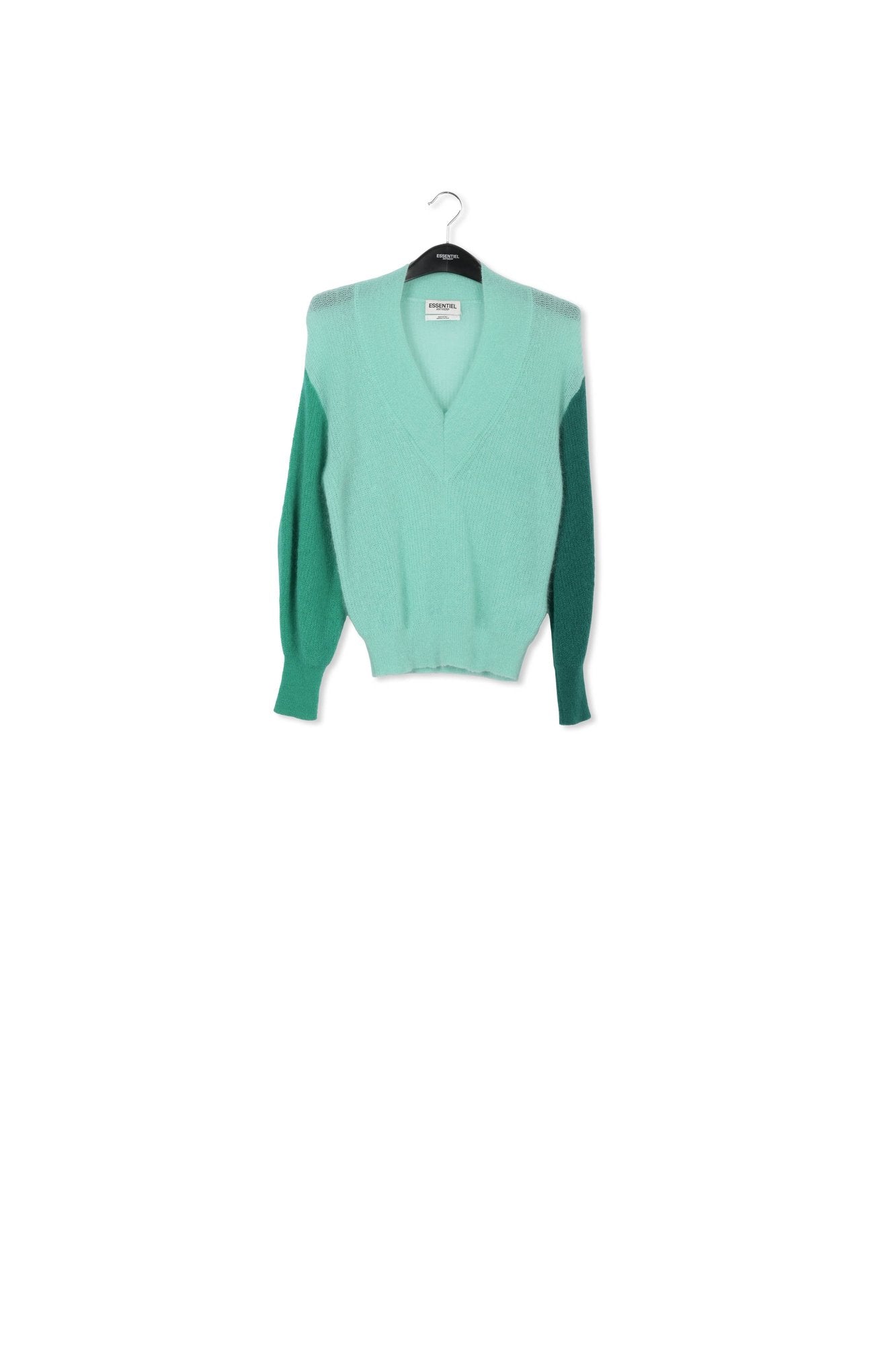 Turquoise v-neck mohair-blend sweater RE—SSENTIEL | Essentiel second hand