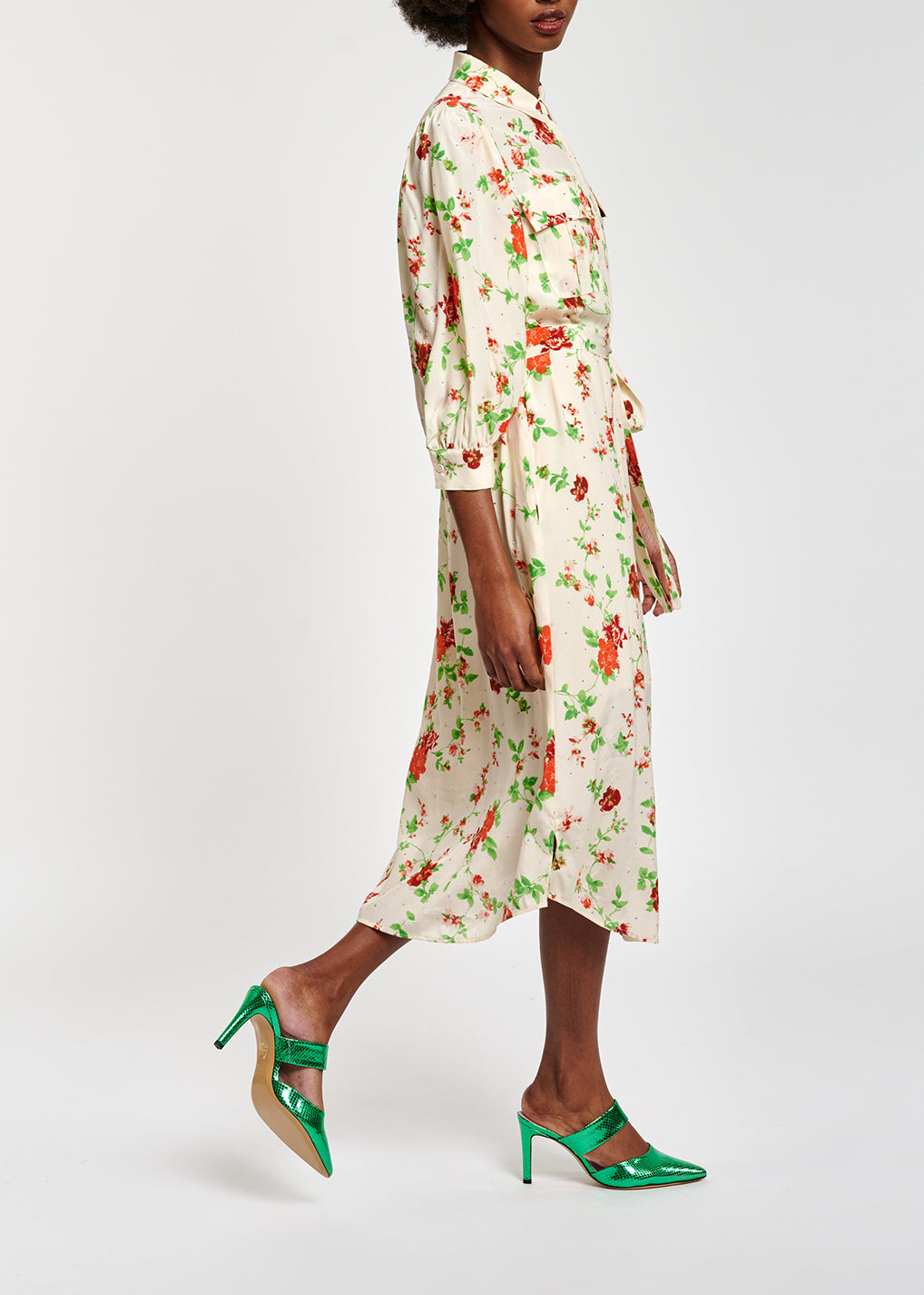 Off-white floral print shirt dress RE—SSENTIEL | Essentiel second hand