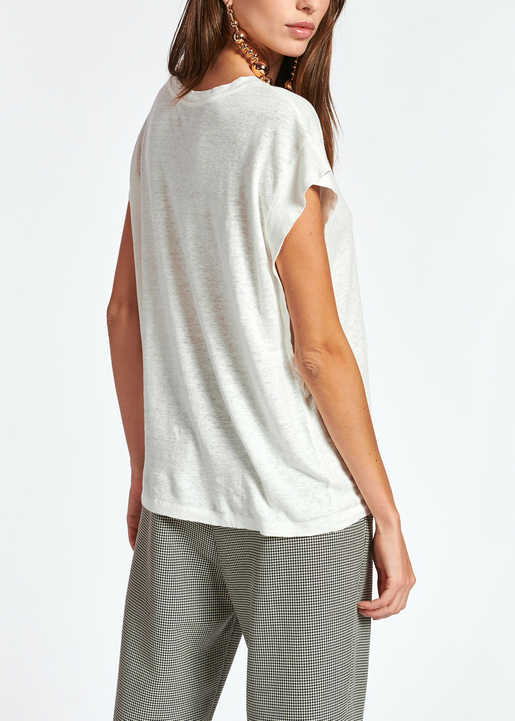 Off-white linen relaxed-fit T-shirt RE—SSENTIEL | Essentiel second hand