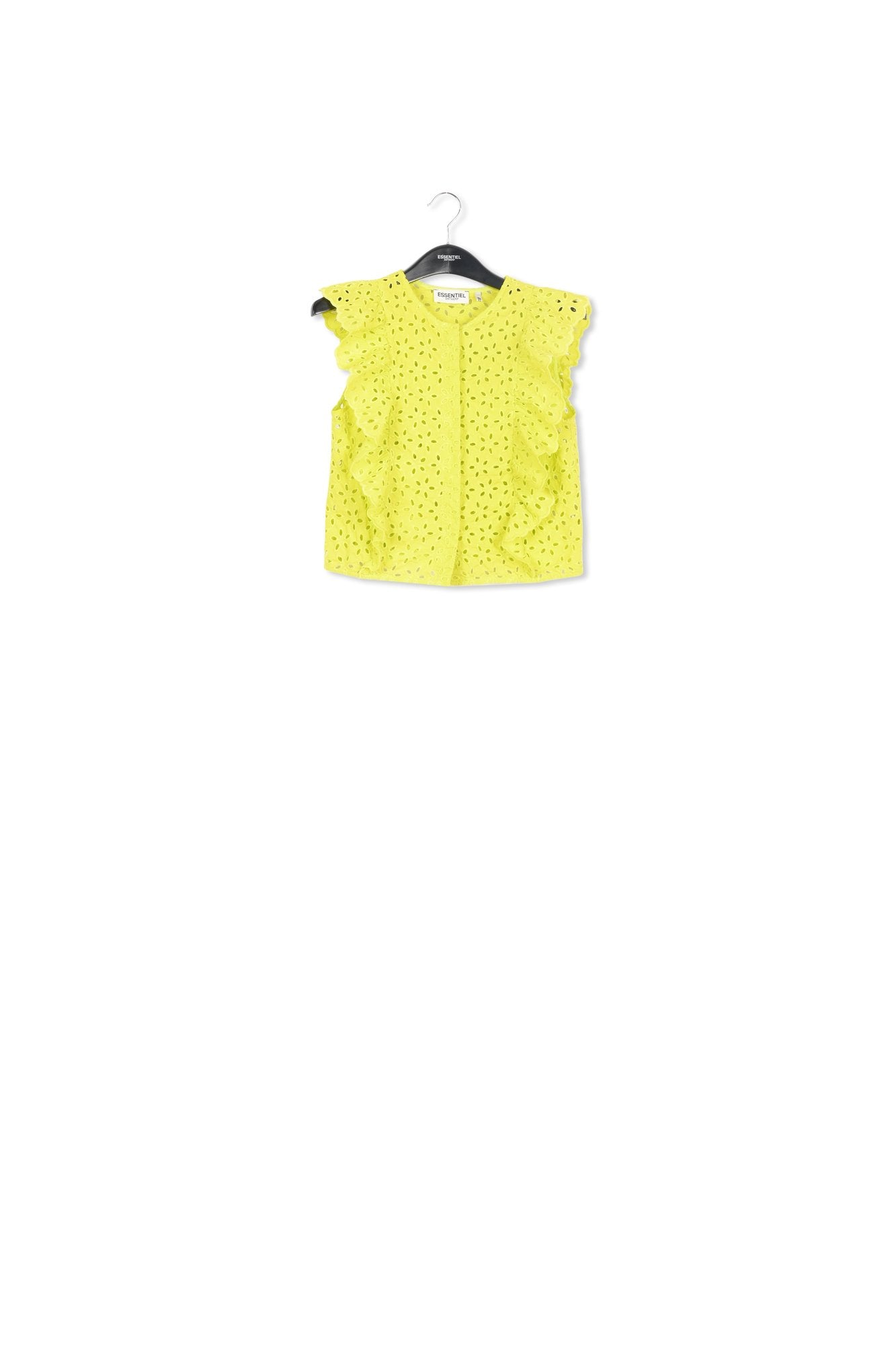 Lime green broderie anglaise cotton top RE—SSENTIEL | Essentiel second hand