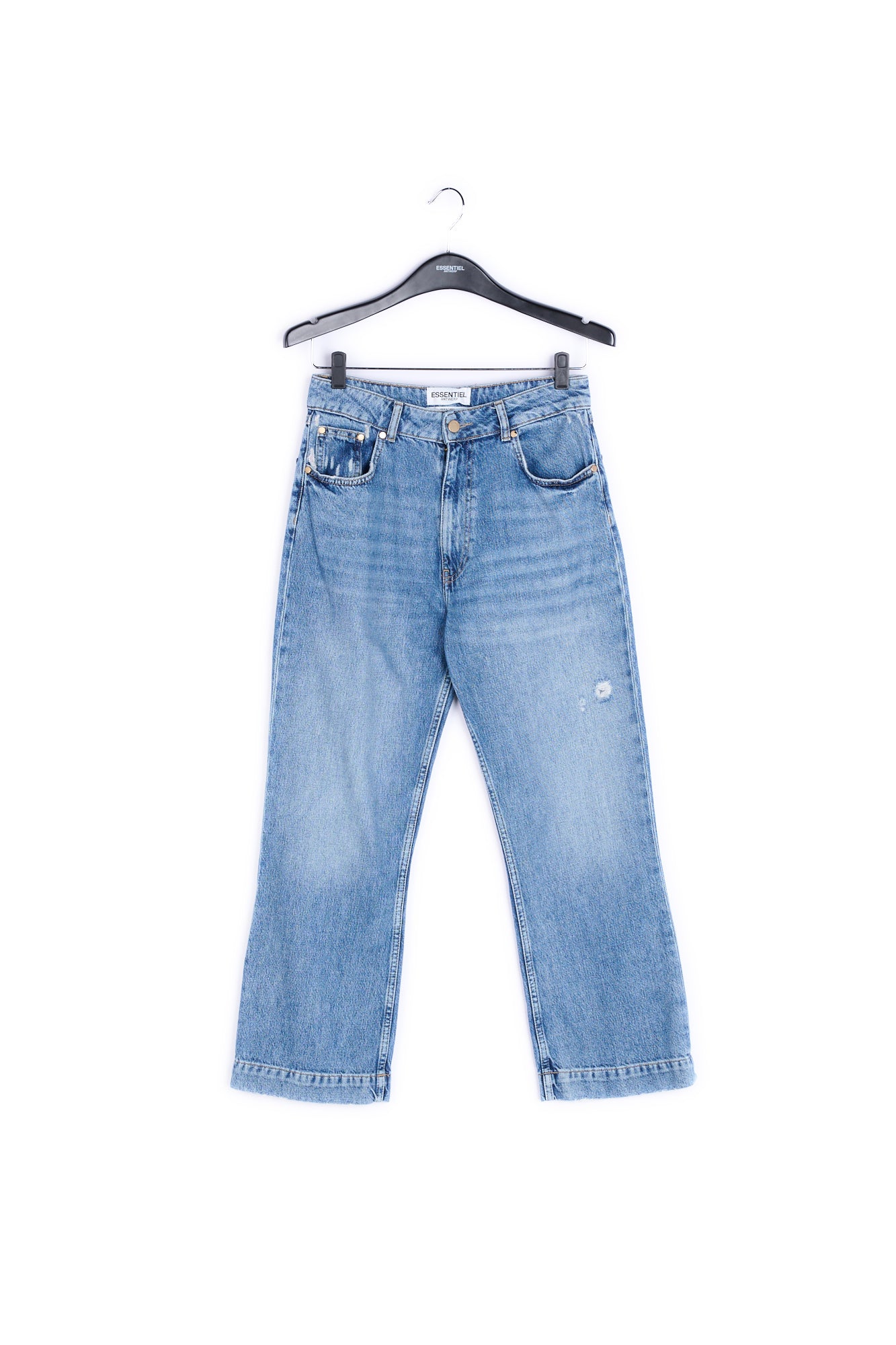 Blue cropped high-rise flared jeans RE—SSENTIEL | Essentiel second hand