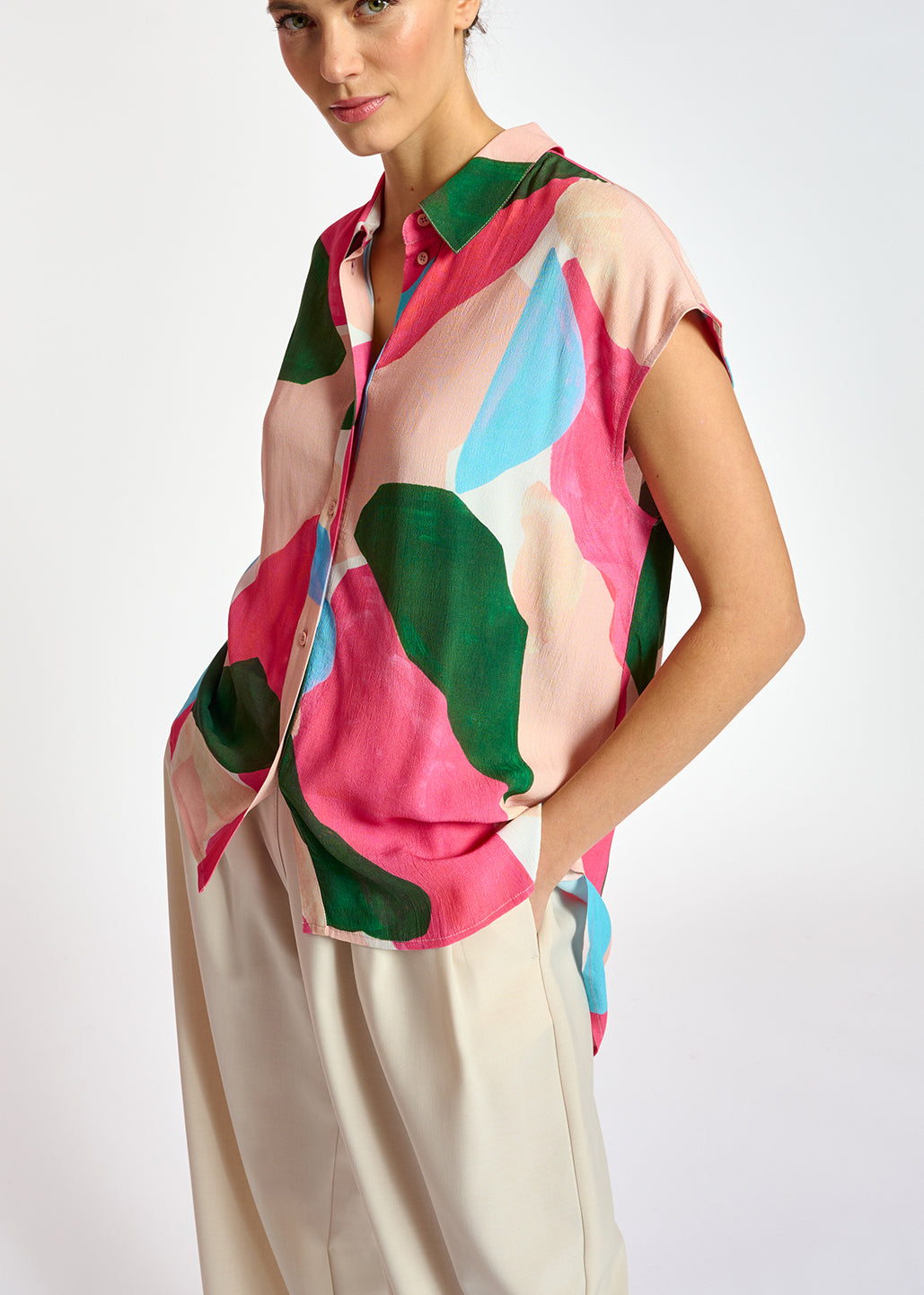 Multicolor sleeveless shirt with graphic print RE—SSENTIEL | Essentiel second hand