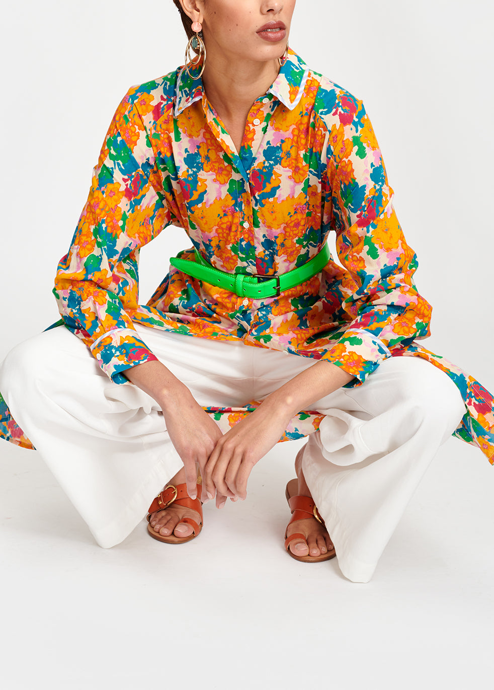 Multicoloured floral-print shirt dress RE—SSENTIEL | Essentiel second hand