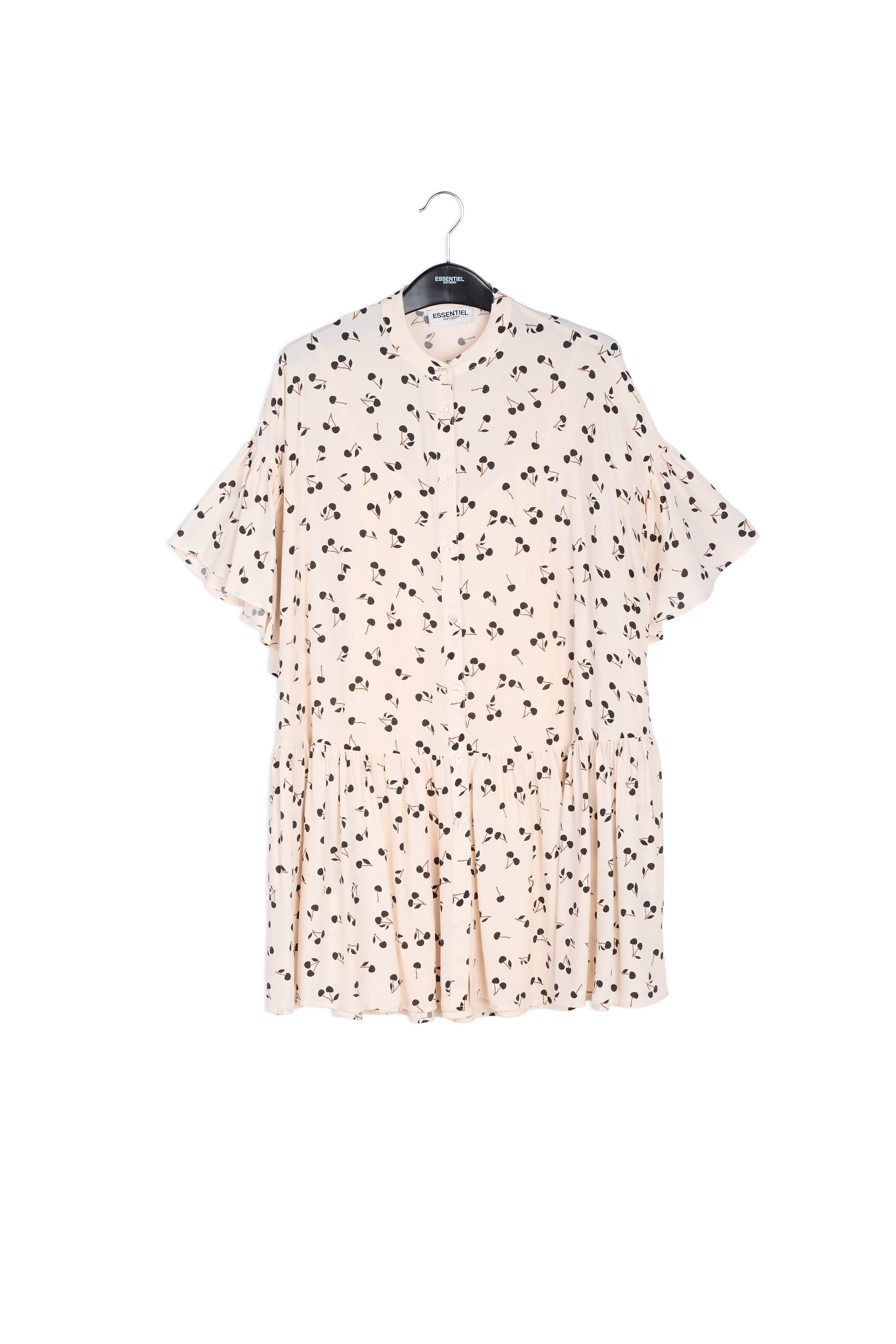 Gebroken witte mini-jurk met kersenprint RE—SSENTIEL | Essentiel second hand