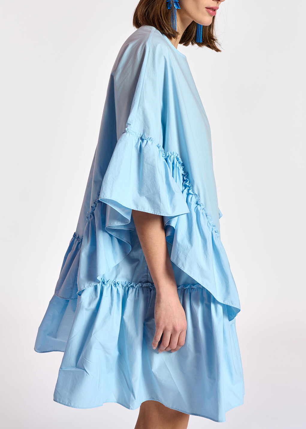 Light blue ruffled cotton dress RE—SSENTIEL | Essentiel second hand