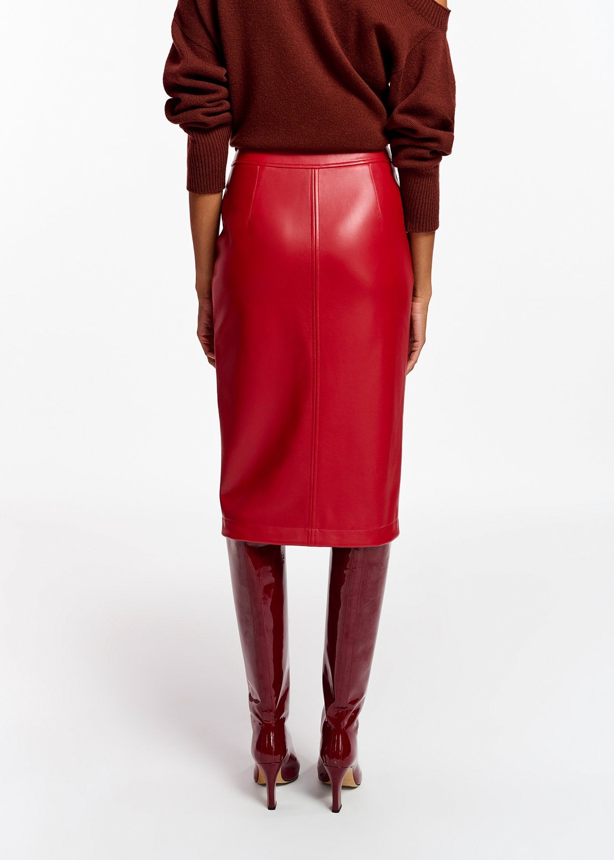 Red faux leather pencil skirt RE—SSENTIEL | Essentiel second hand