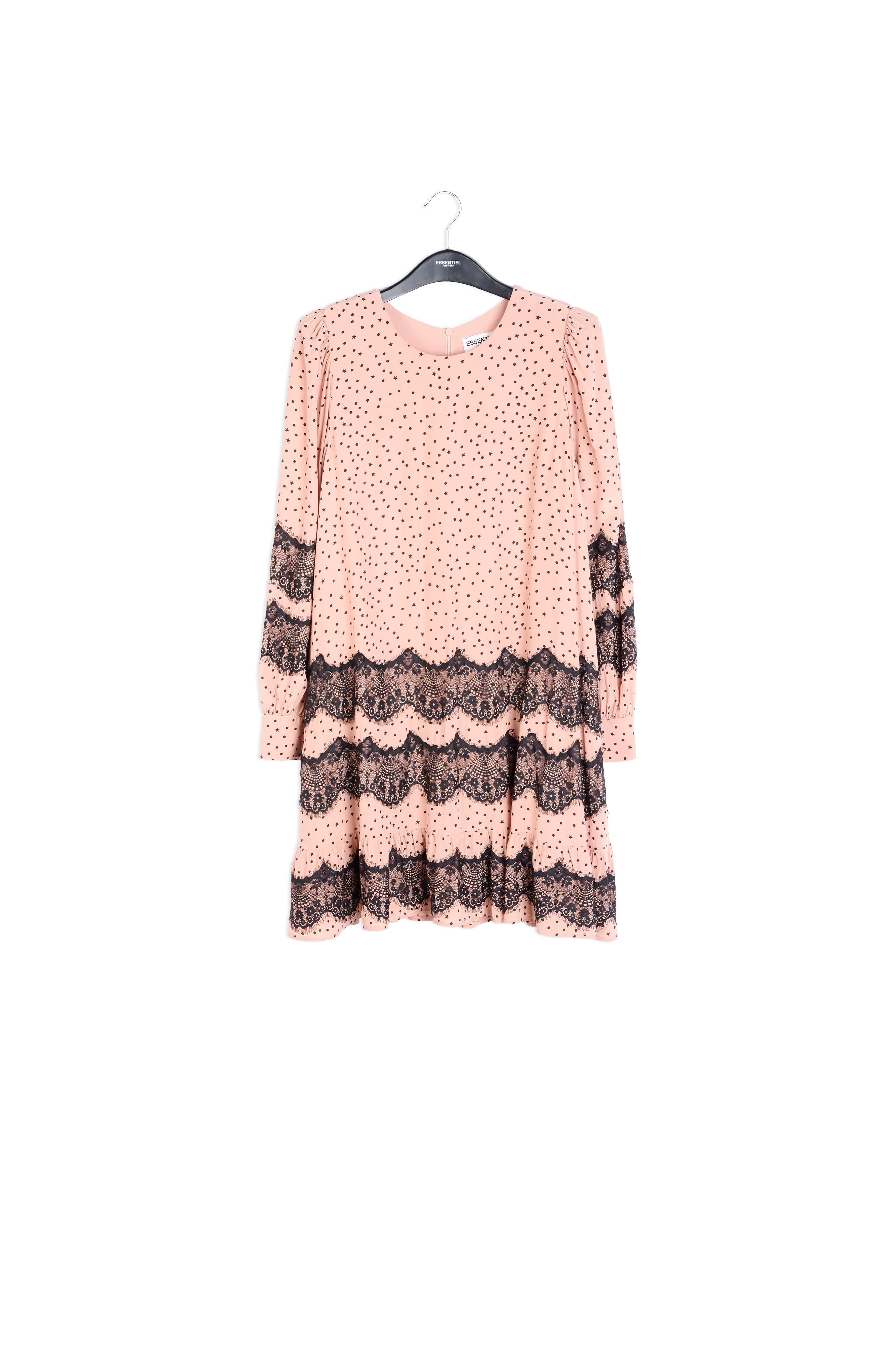 Perzikkleurige mini-jurk met kant RE—SSENTIEL | Essentiel second hand