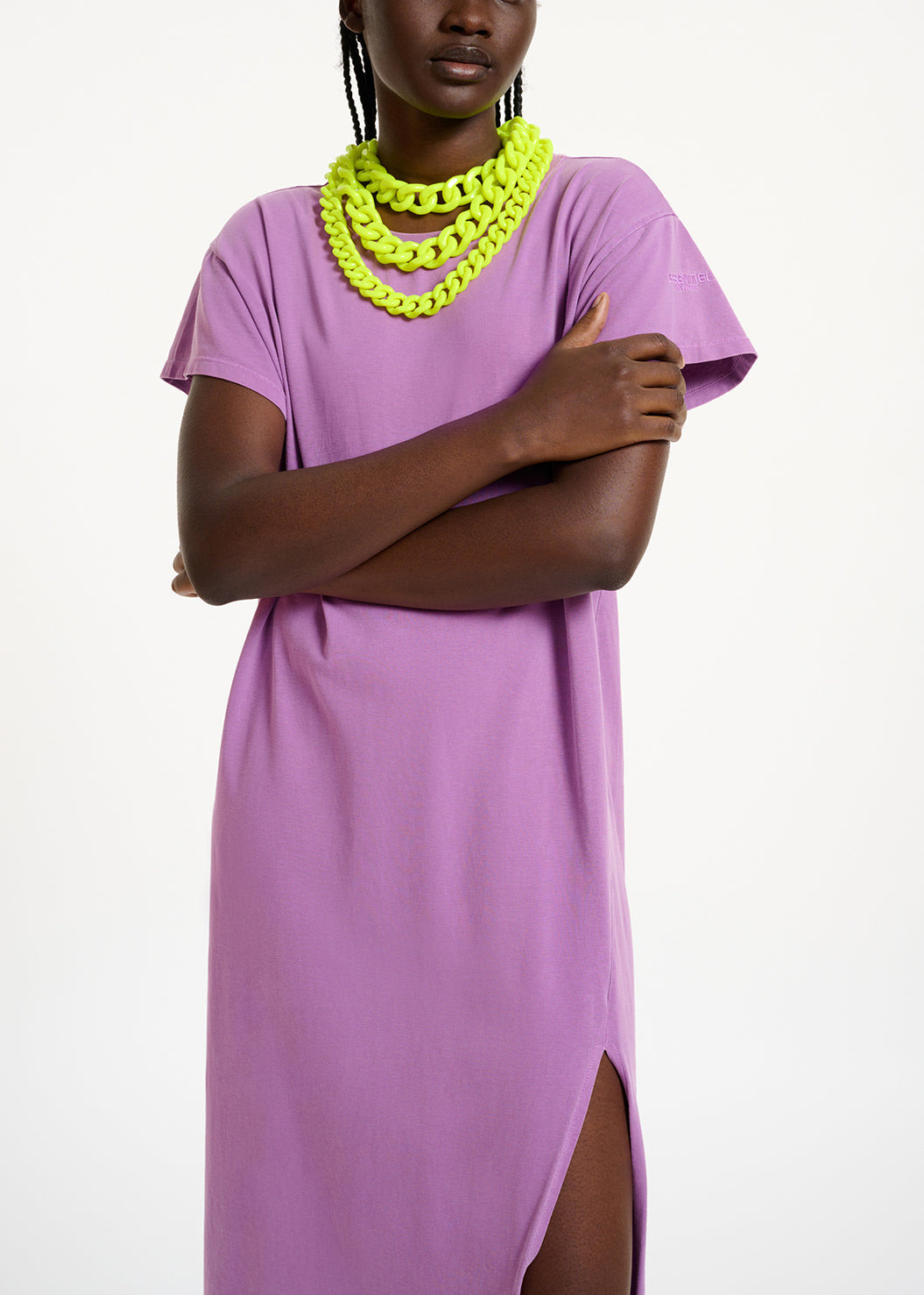 Purple organic cotton-jersey T-shirt dress RE—SSENTIEL | Essentiel second hand