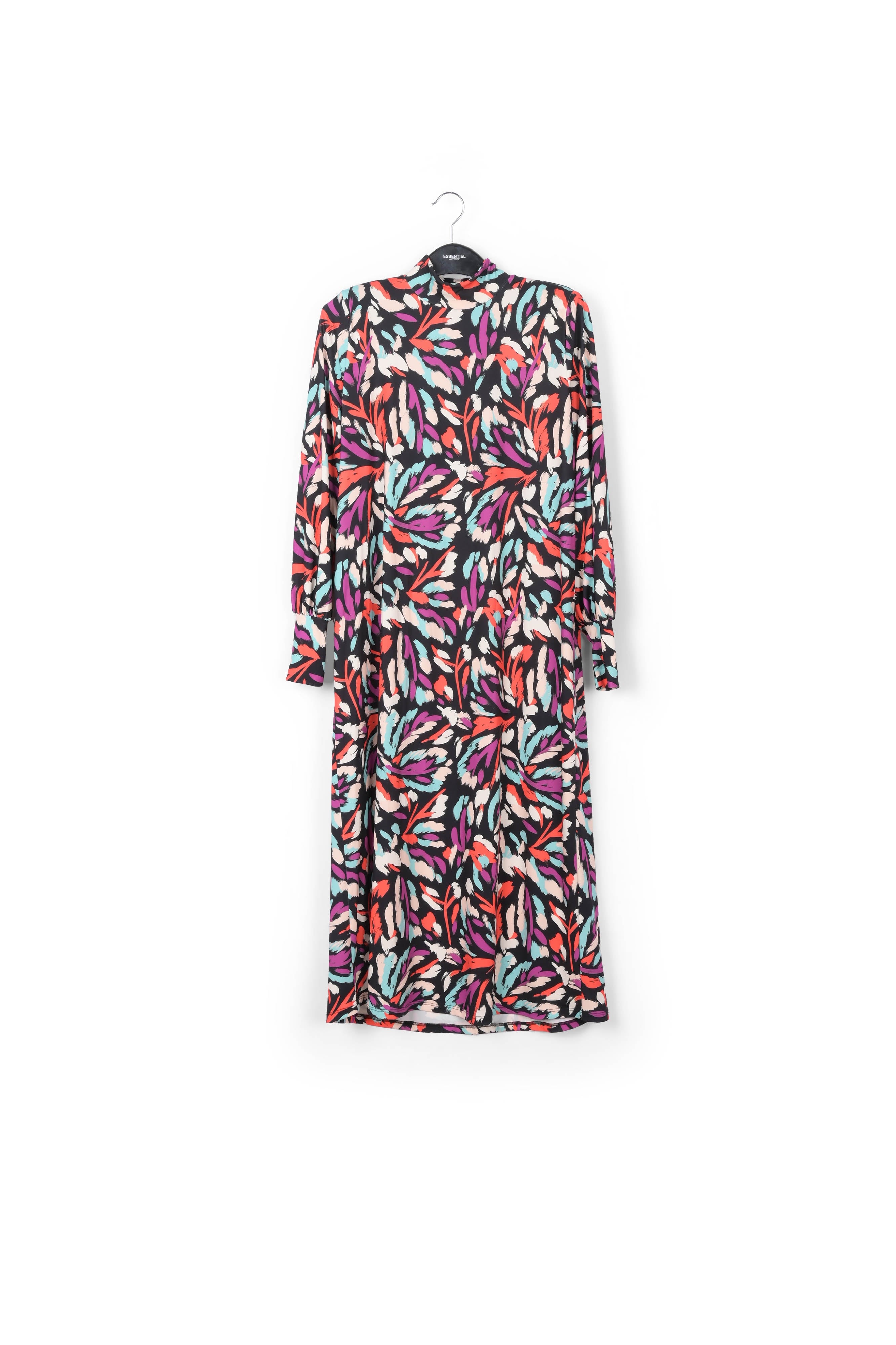 Robe midi en jersey noire, rouge corail et pourpre RE—SSENTIEL | Essentiel second hand