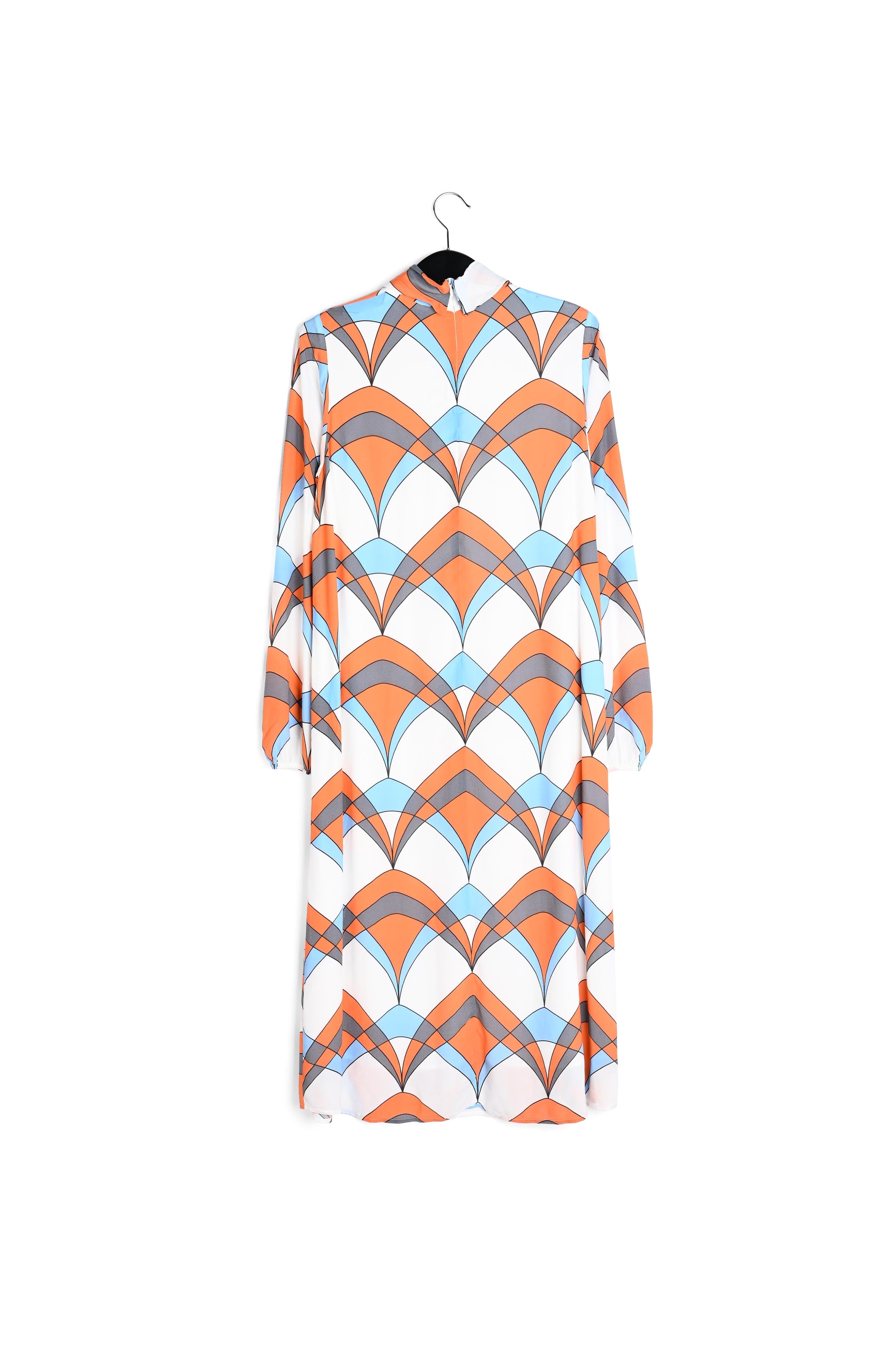 Gebroken witte jurk met grafische print en strik RE—SSENTIEL | Essentiel second hand