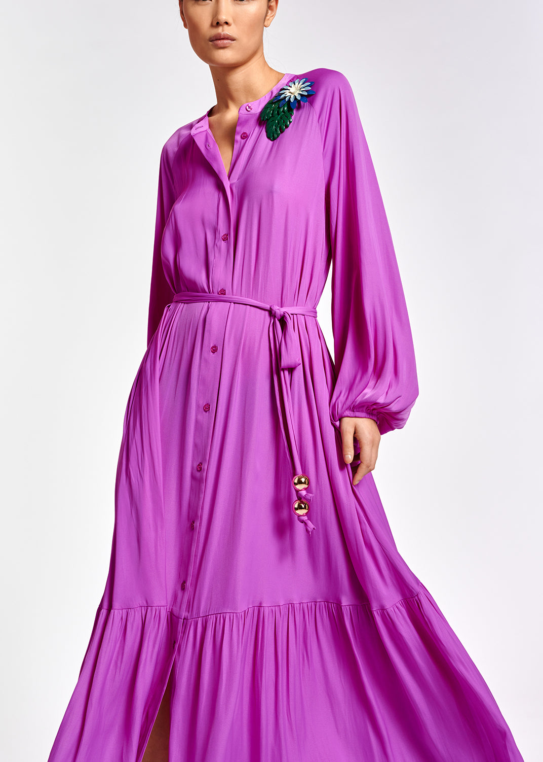 Lilac long-sleeved maxi dress RE—SSENTIEL | Essentiel second hand