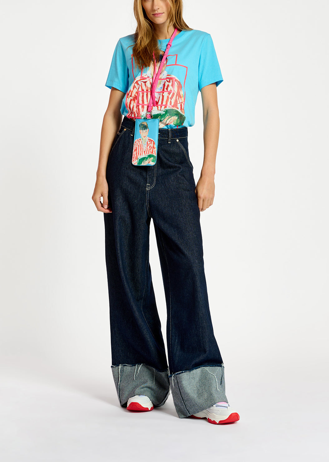 Blue cotton-jersey 'Woman Reading' T-shirt - collaboration with KMSKA RE—SSENTIEL | Essentiel second hand