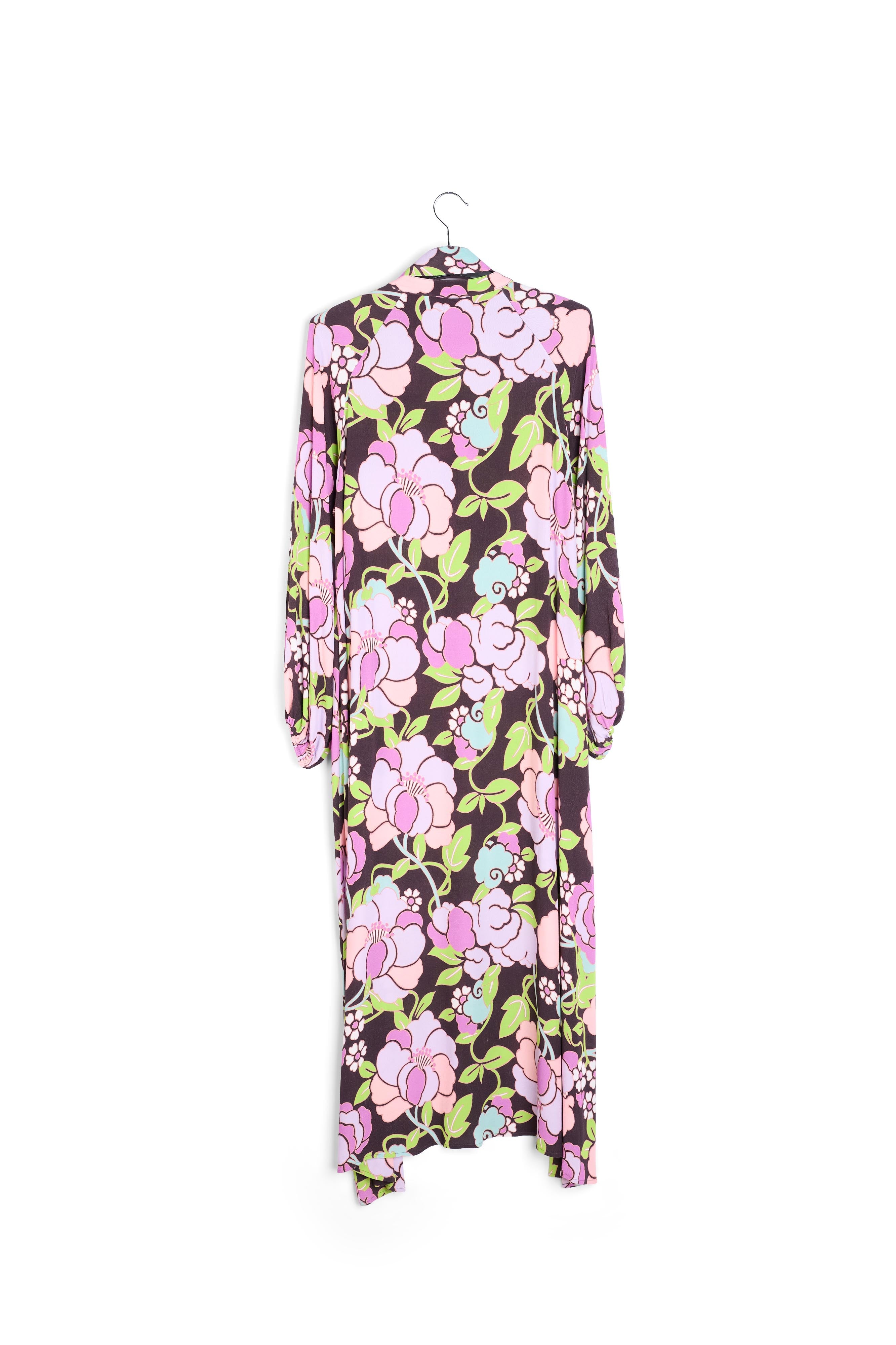 Black maxi-length dress with floral print RE—SSENTIEL | Essentiel second hand