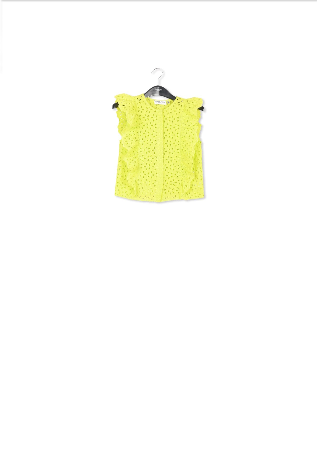 Lime green broderie anglaise cotton top RE—SSENTIEL | Essentiel second hand