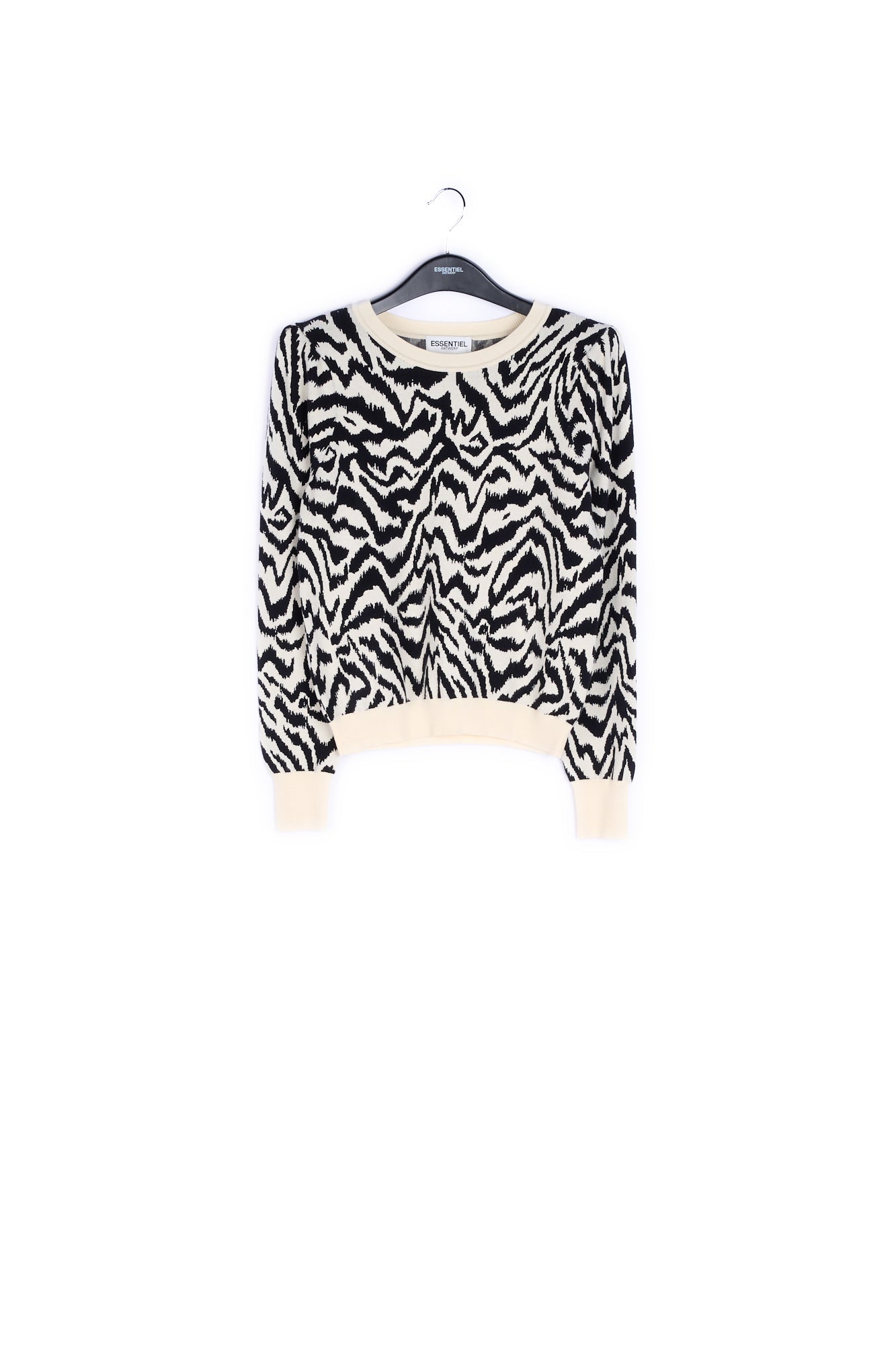 Black and white jacquard-knit zebra sweater RE—SSENTIEL | Essentiel second hand