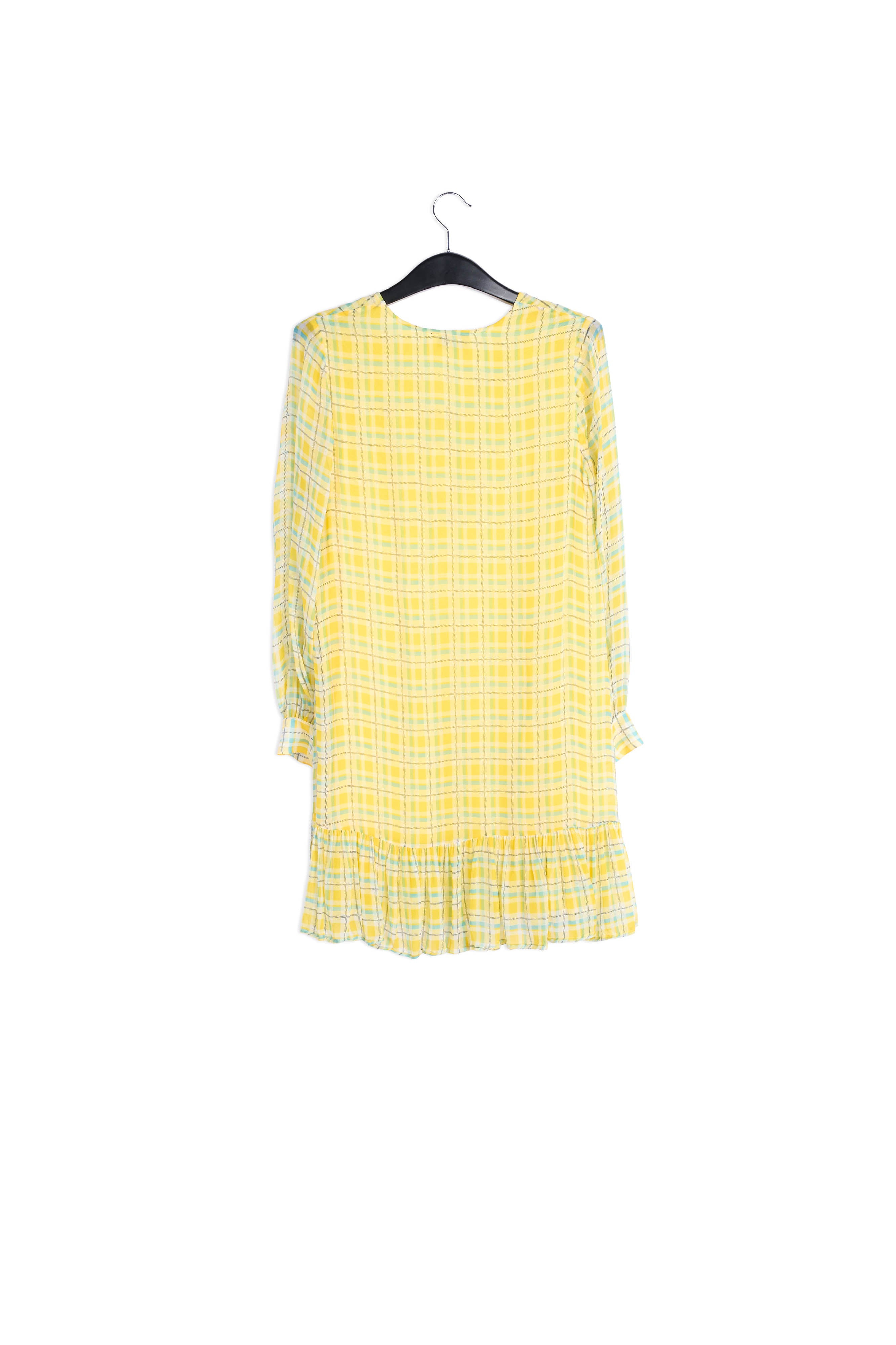 Geel met lichtblauw geruite mini-jurk RE—SSENTIEL | Essentiel second hand