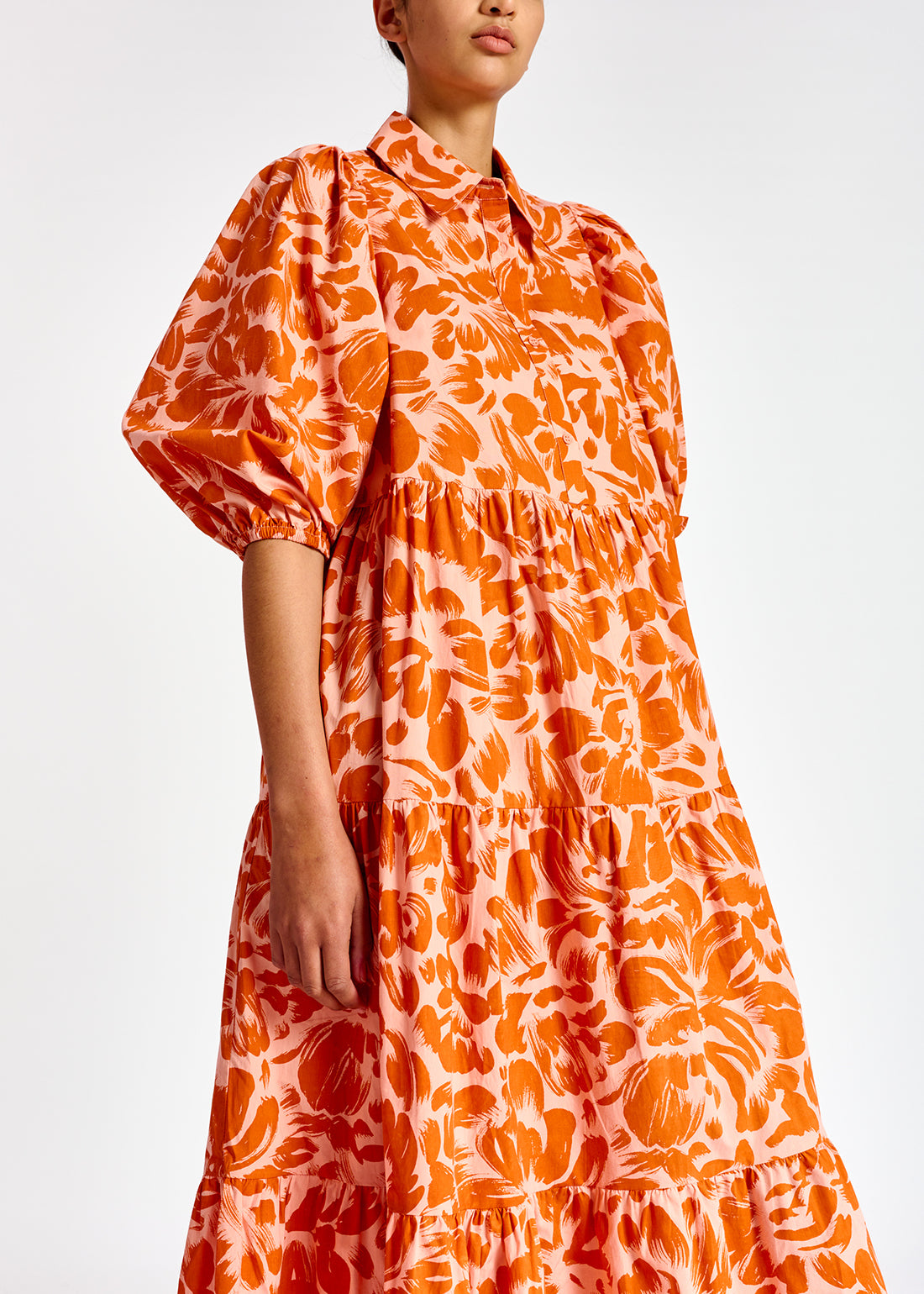 Light pink and orange floral-print maxi dress RE—SSENTIEL | Essentiel second hand