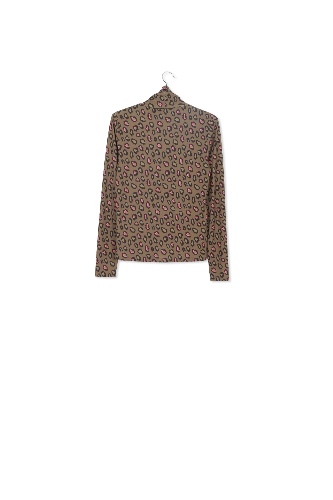 Khaki leopard-print turtleneck top RE—SSENTIEL | Essentiel second hand