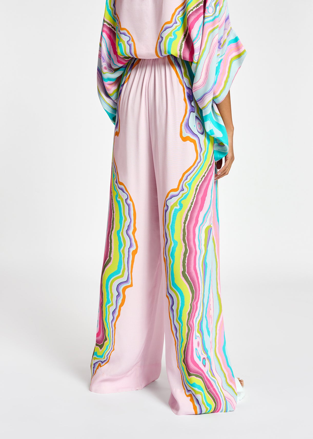 Lilac wide-leg pants with multicolor print RE—SSENTIEL | Essentiel second hand