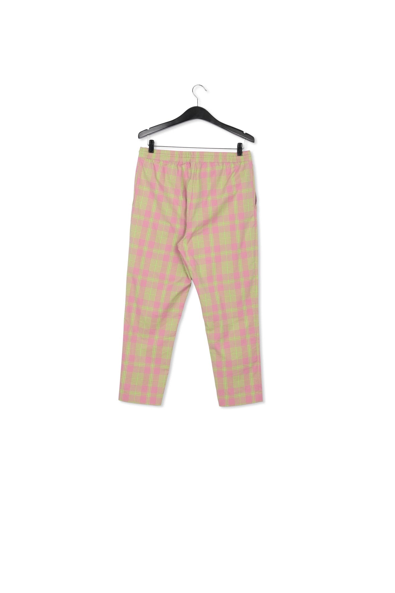 Dusty pink plaid cotton-blend pants RE—SSENTIEL | Essentiel second hand