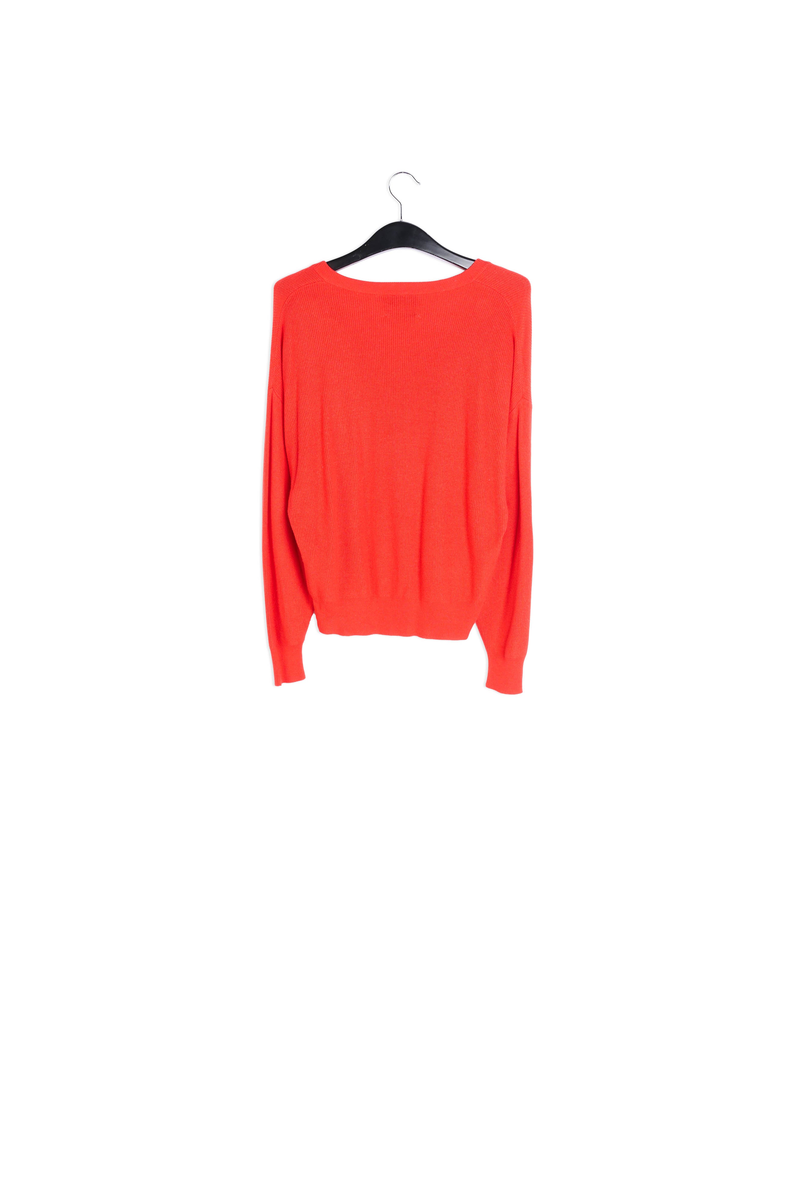 Pull en côtes rouge à encolure en v RE—SSENTIEL | Essentiel second hand