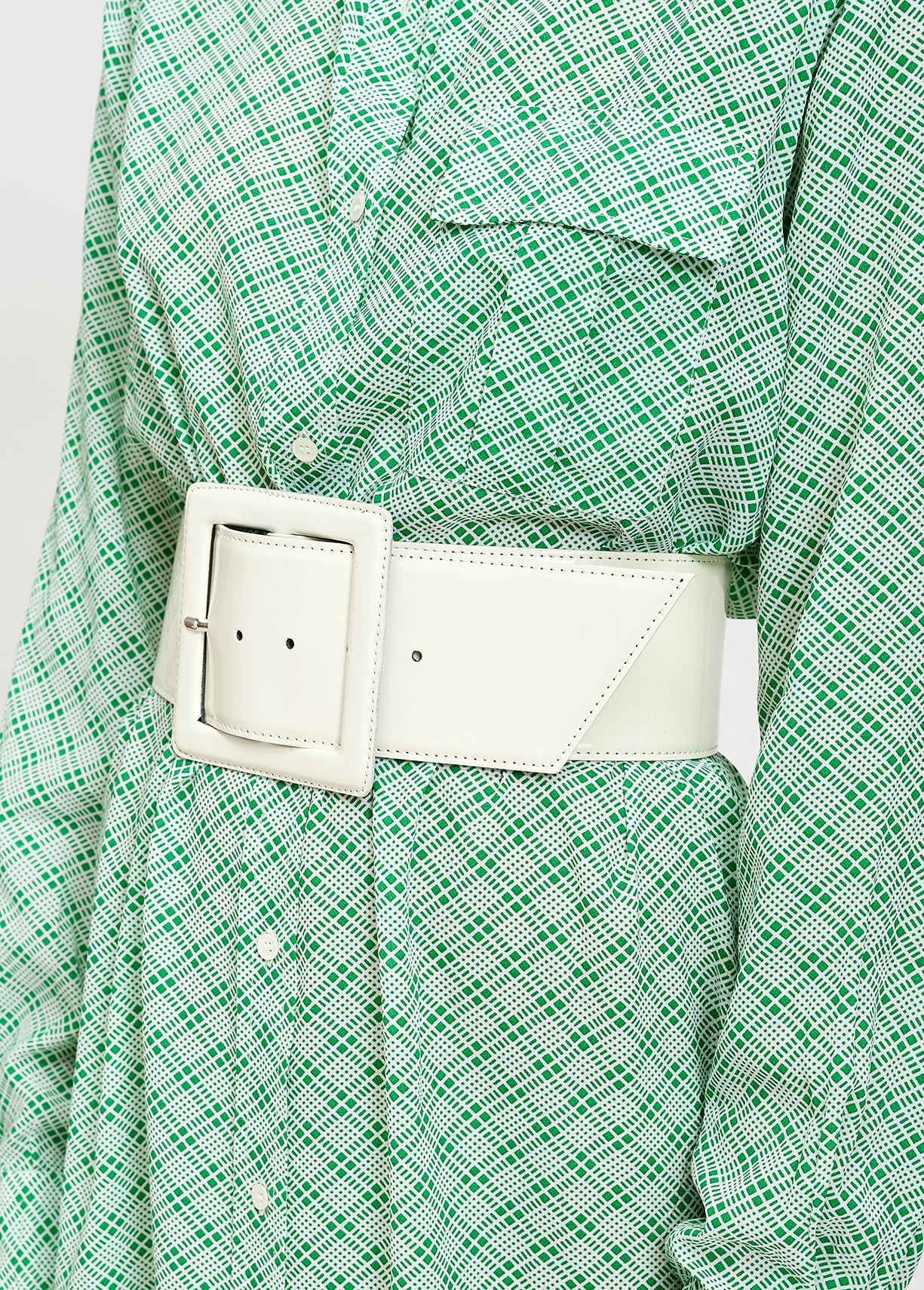 Green and white large check shirt dress with sequined collar RE—SSENTIEL | Essentiel second hand