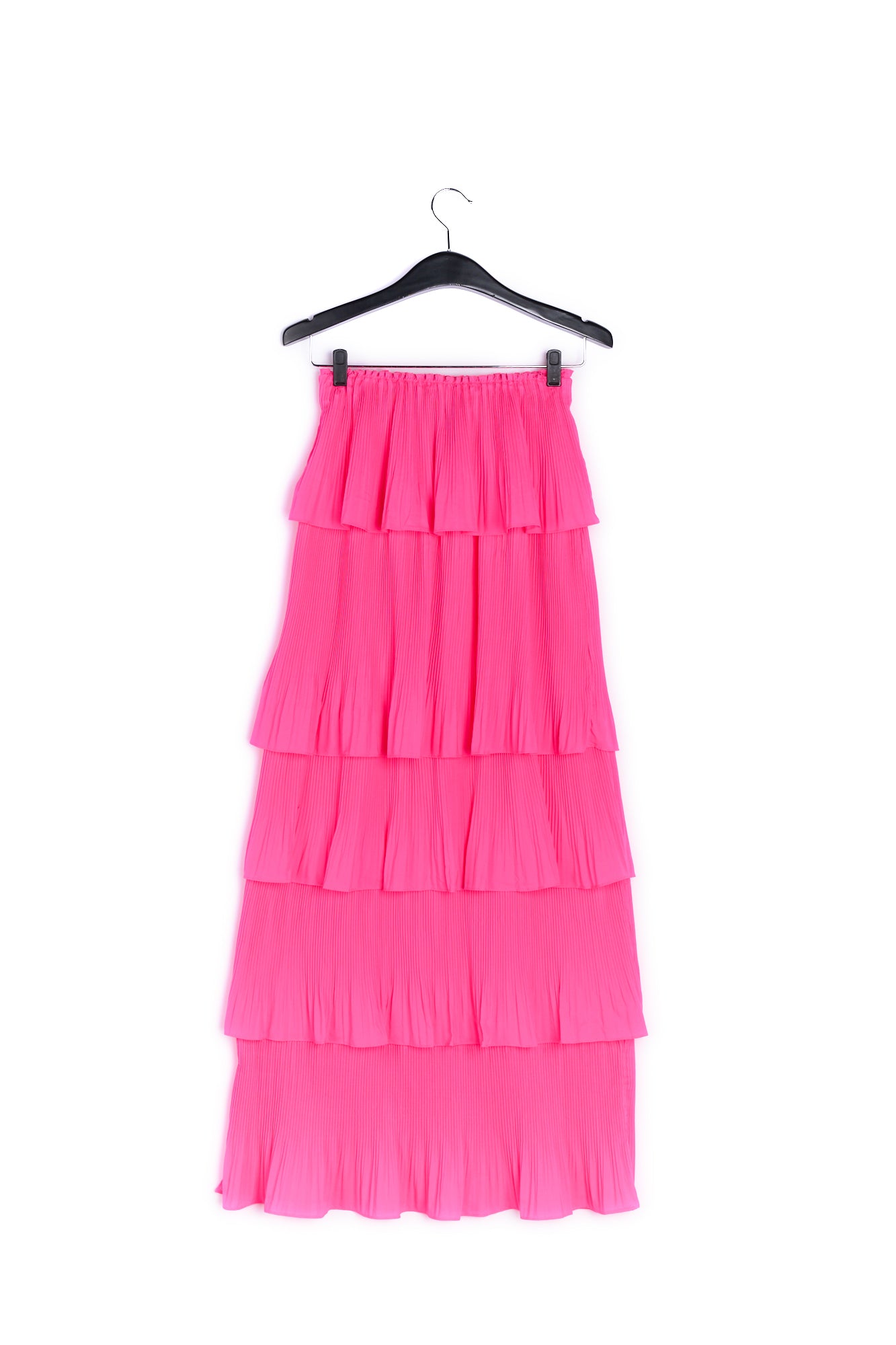 Neon pink tiered strapless dress RE—SSENTIEL | Essentiel second hand