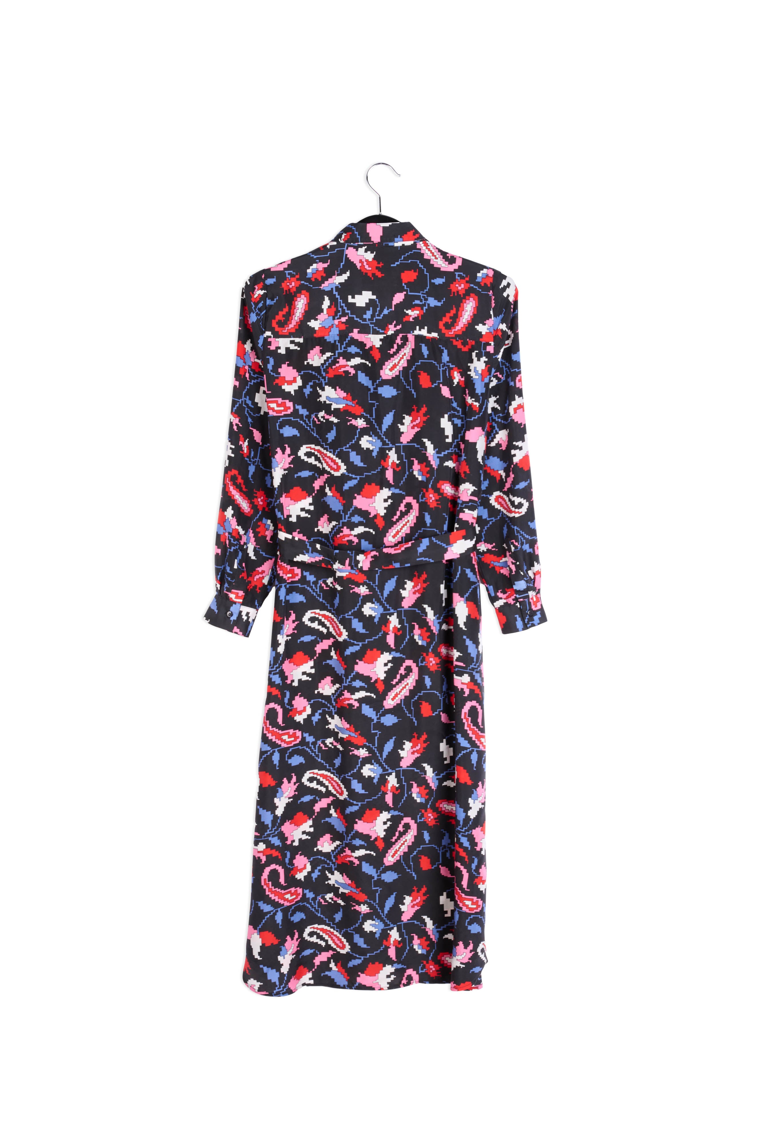 Black silk shirt dress with floral print RE—SSENTIEL | Essentiel second hand
