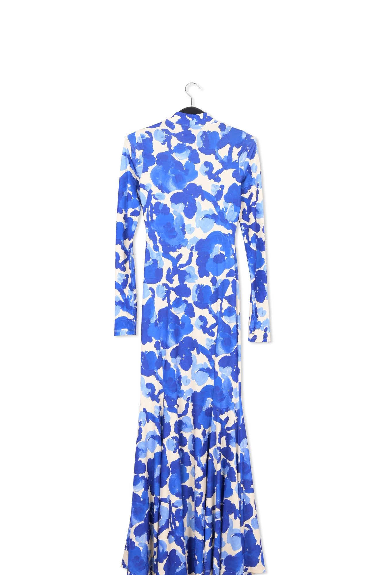 White and blue floral print stretch-jersey maxi dress RE—SSENTIEL | Essentiel second hand
