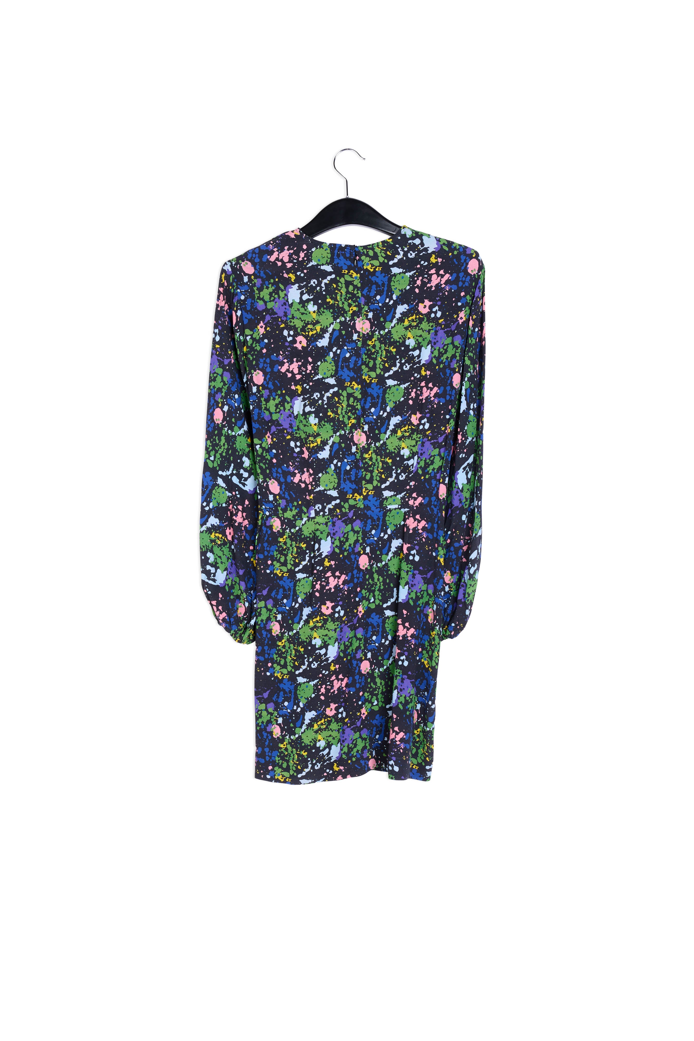 Black and blue floral print mini dress RE—SSENTIEL | Essentiel second hand