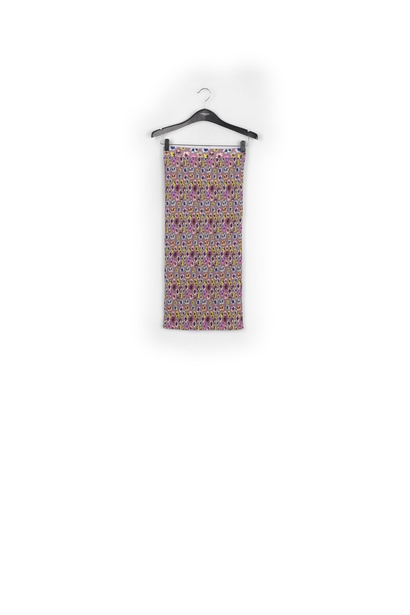 Mauve gesmokte midirok met bloemenprint RE—SSENTIEL | Essentiel second hand