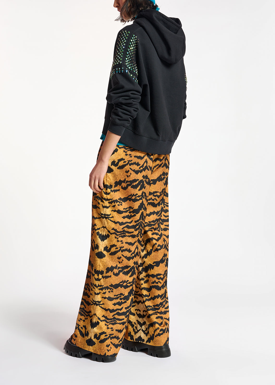 Black hoodie with colorful rhinestone embellishments RE—SSENTIEL | Essentiel second hand