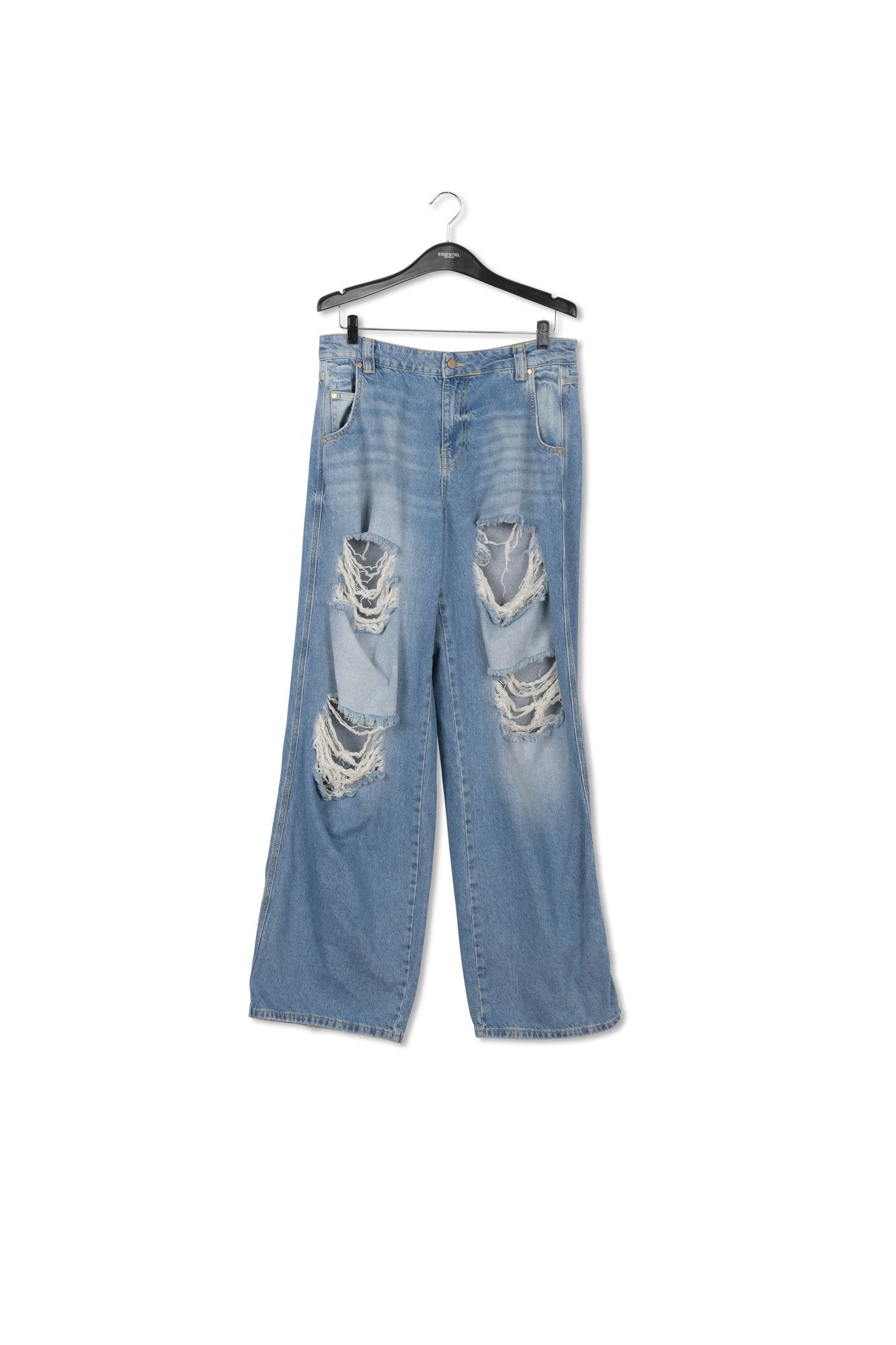 Distressed wide-leg blue jeans RE—SSENTIEL | Essentiel second hand