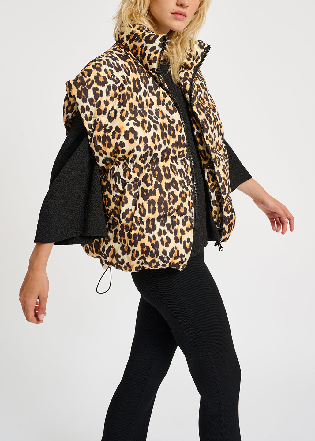 Leopard-print puffer vest RE—SSENTIEL | Essentiel second hand