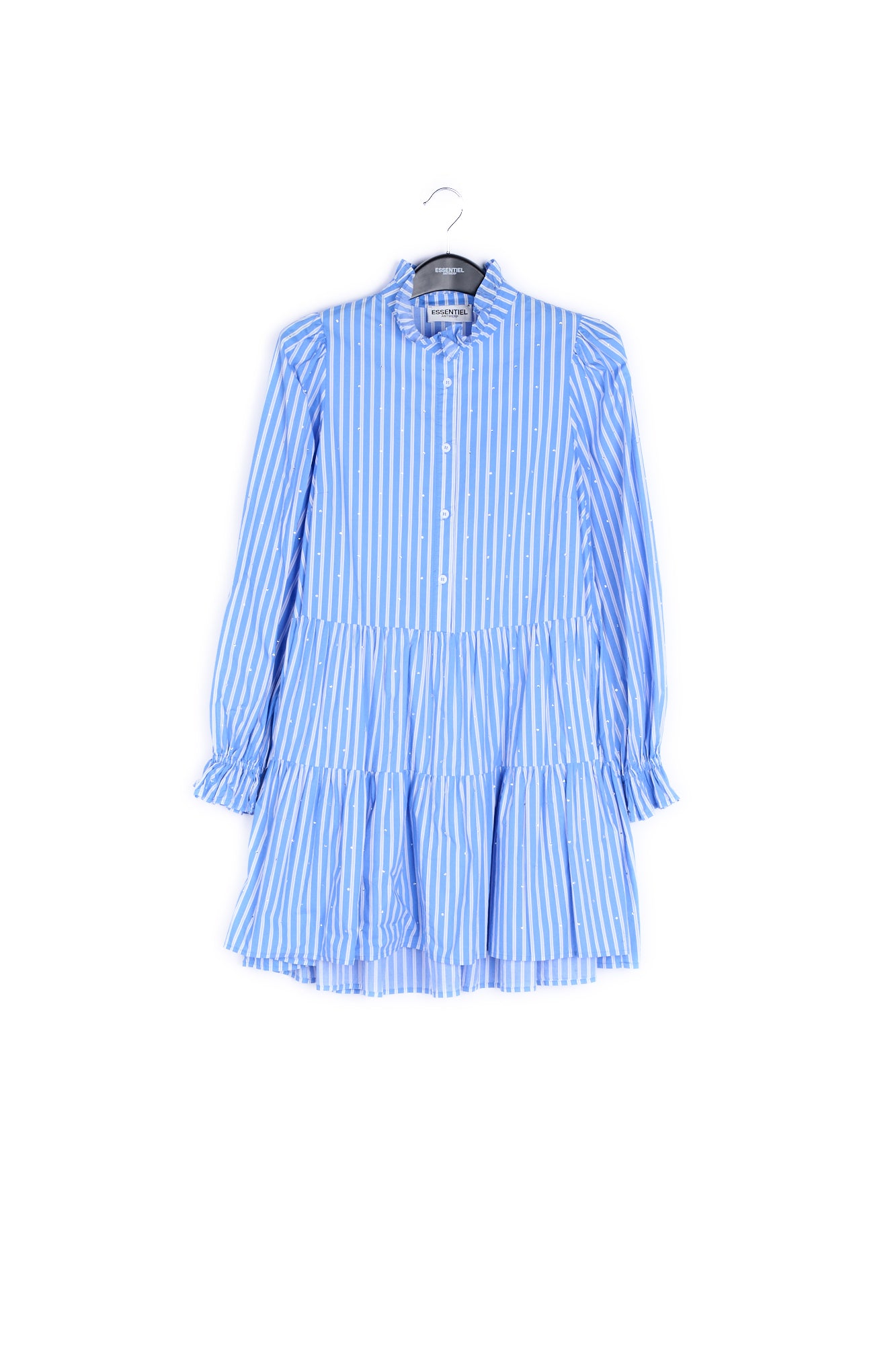 Light blue striped cotton-poplin mini dress RE—SSENTIEL | Essentiel second hand