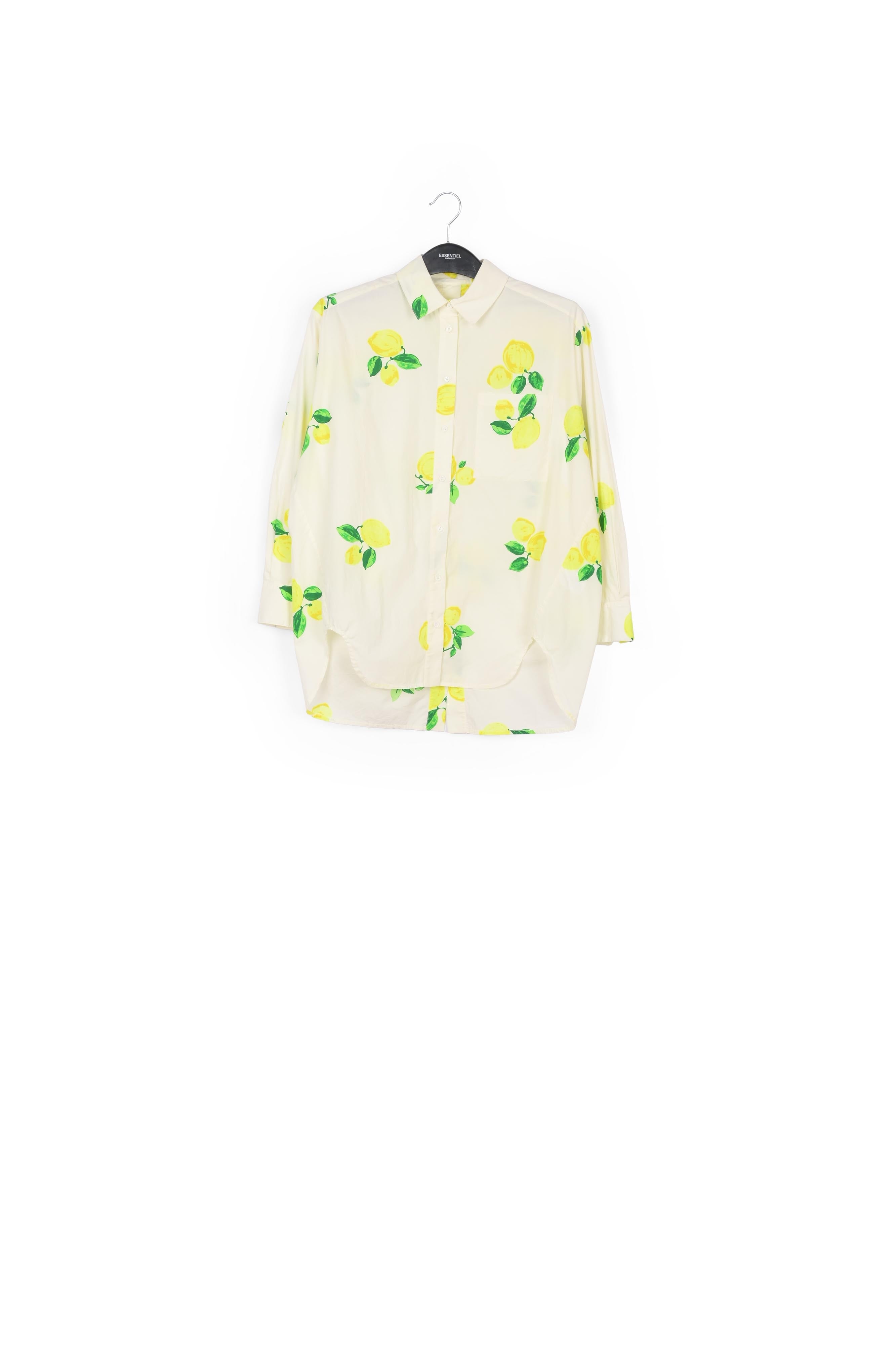 White cotton shirt with lemon print RE—SSENTIEL | Essentiel second hand
