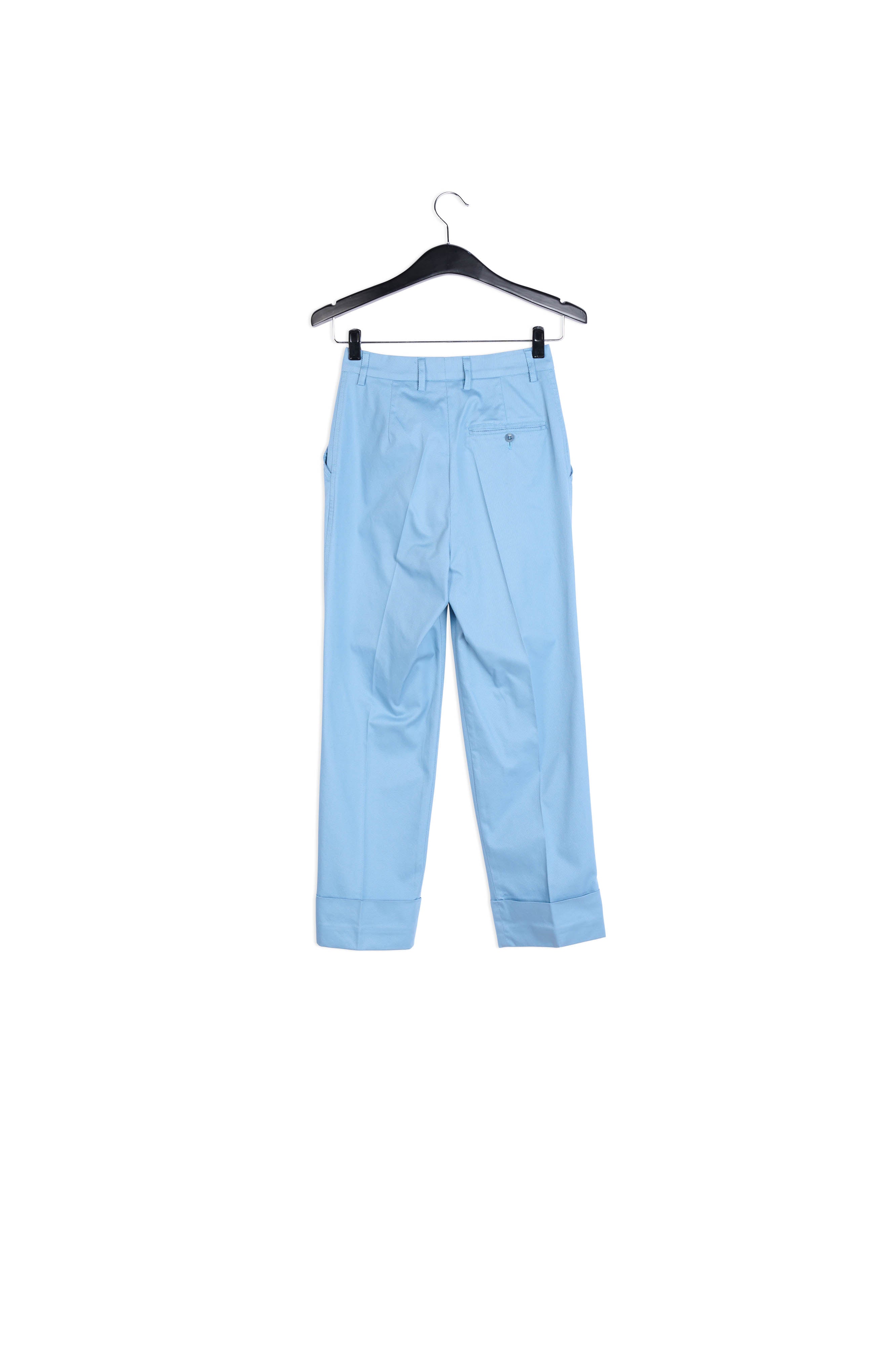 Lichtblauwe katoenmix broek met rechte pijpen RE—SSENTIEL | Essentiel second hand