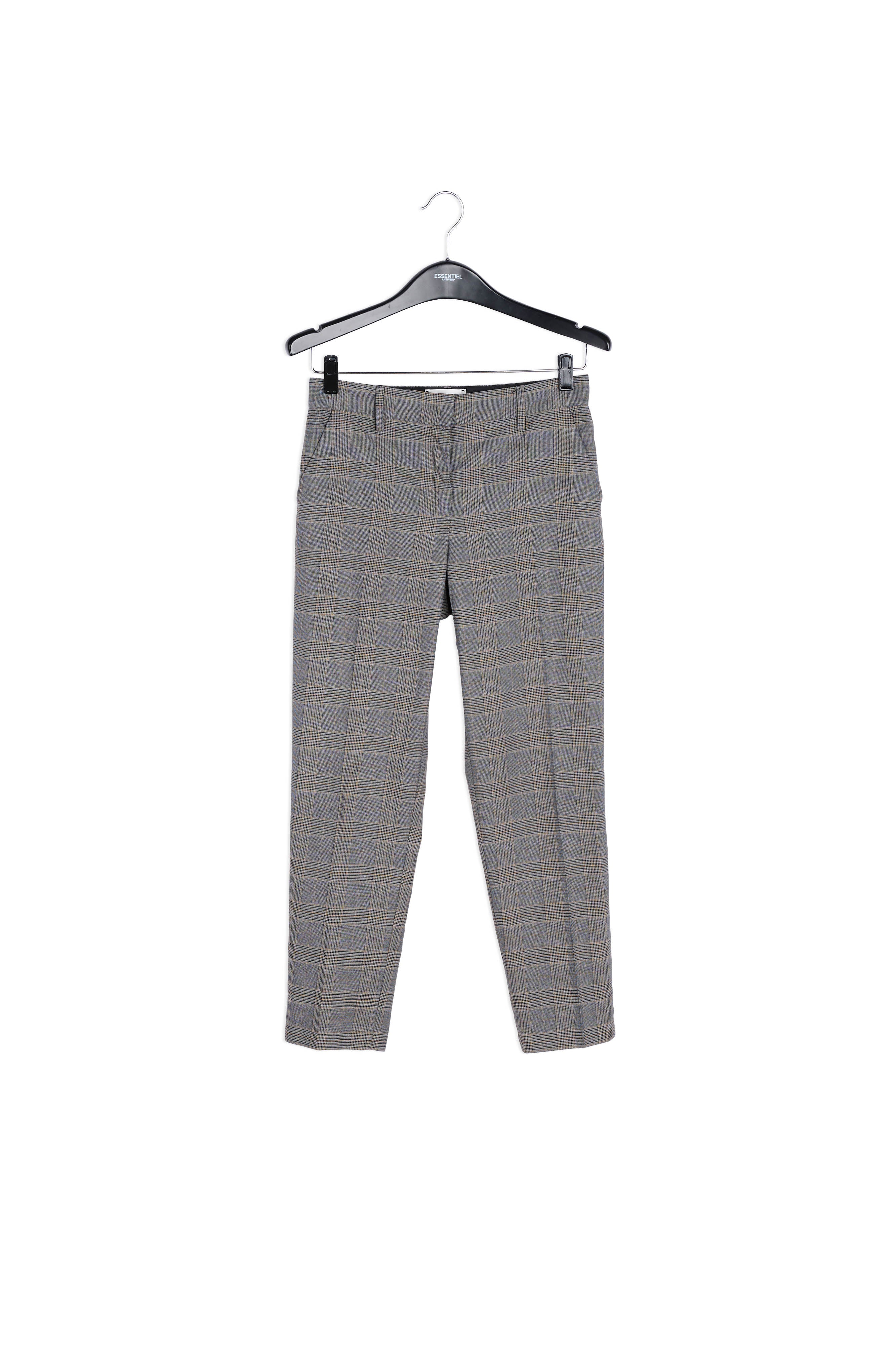 Pantalon gris 7/8me fuselé à carreaux RE—SSENTIEL | Essentiel second hand
