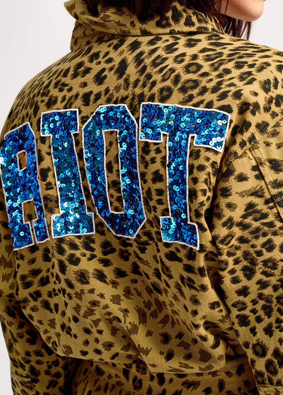 Leopard-print cotton jacket with sequin embroidery RE—SSENTIEL | Essentiel second hand