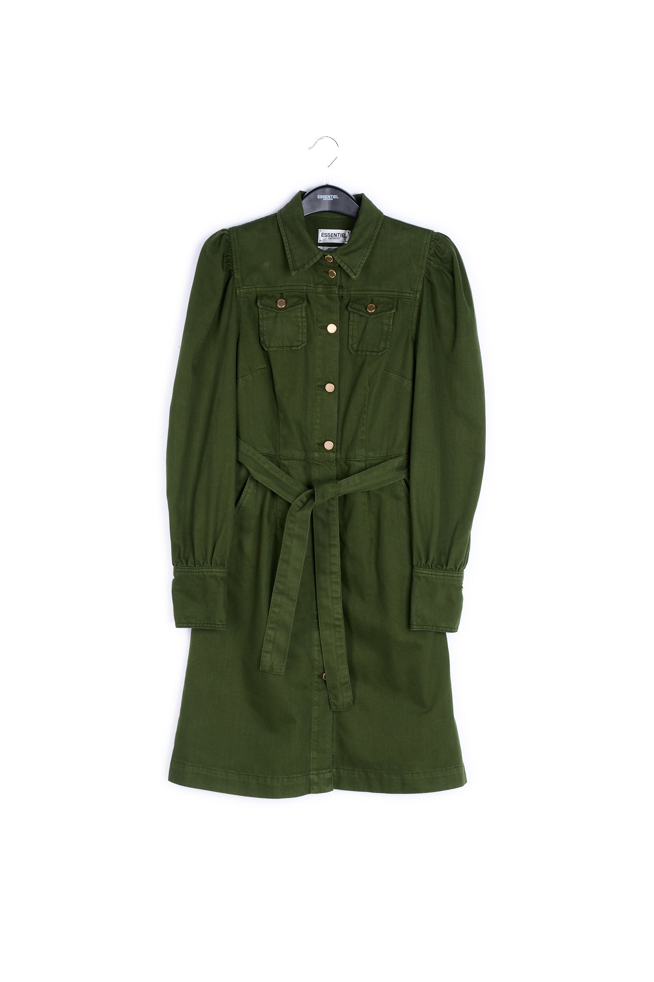 Pine green denim shirt dress RE—SSENTIEL | Essentiel second hand