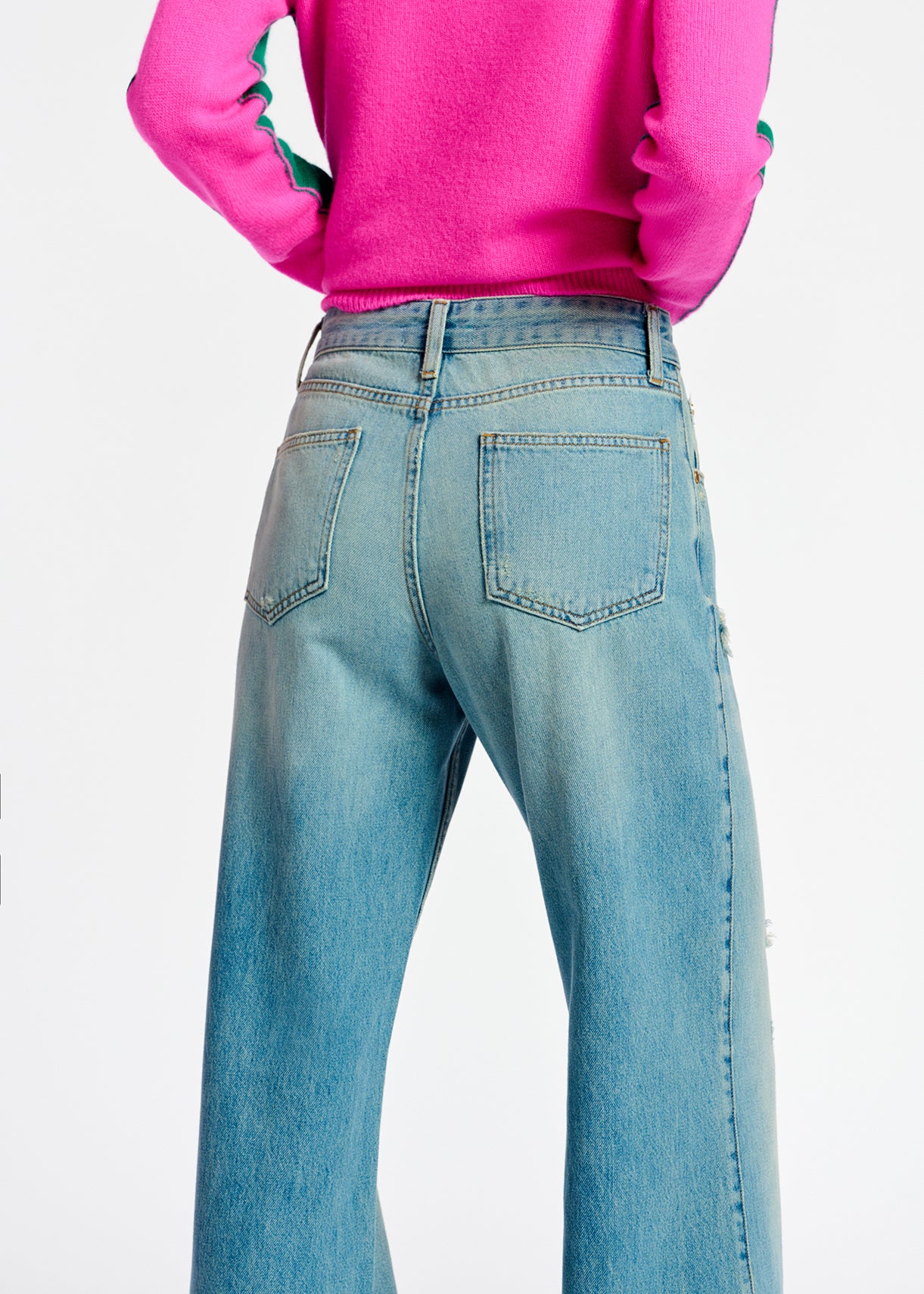 Distressed straight-leg blue jeans RE—SSENTIEL | Essentiel second hand