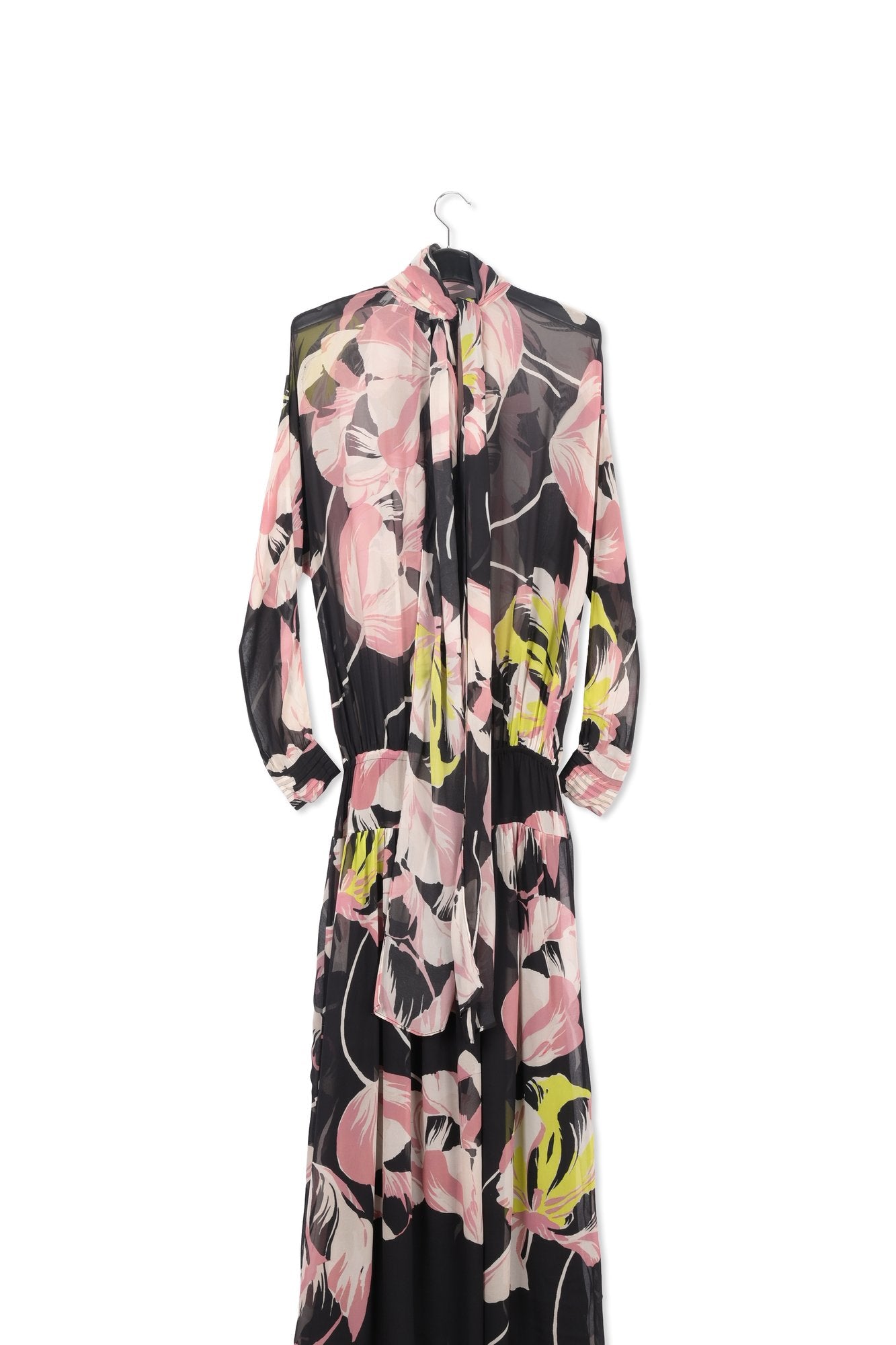 Black floral-print voluminous maxi dress RE—SSENTIEL | Essentiel second hand