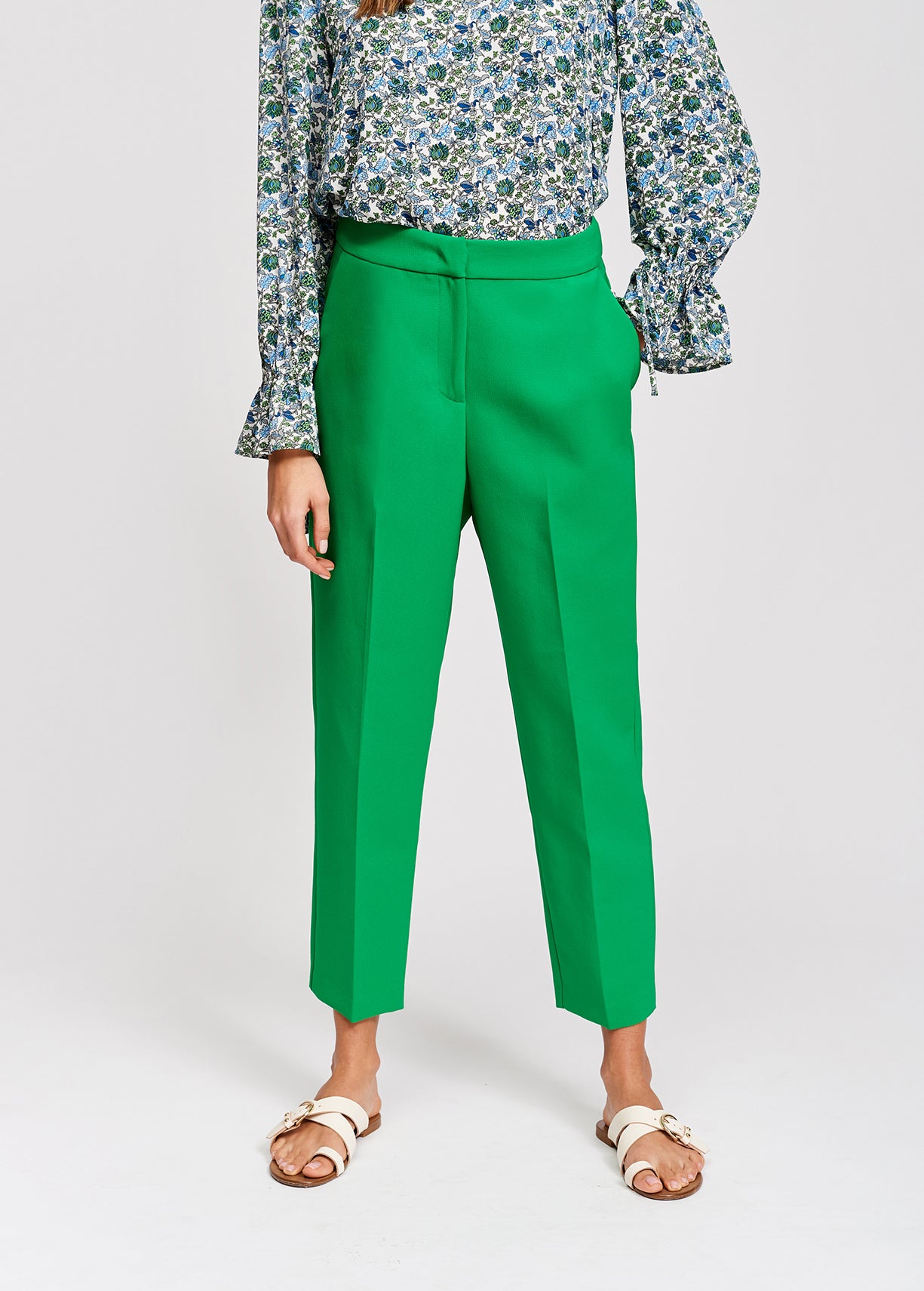 Groene klassieke geklede broek RE—SSENTIEL | Essentiel second hand