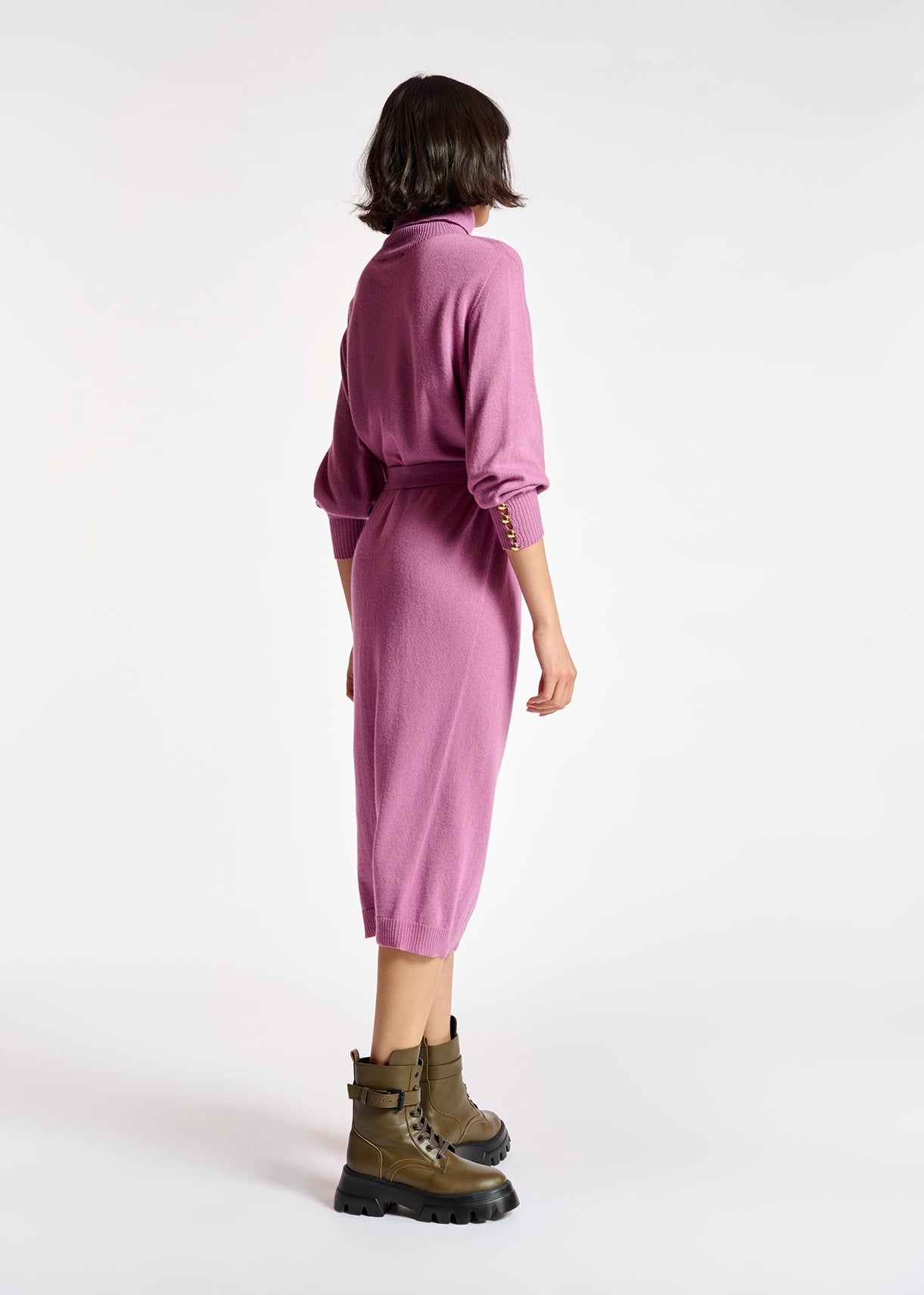 Robe à col roulé en tricot lilas foncé RE—SSENTIEL | Essentiel second hand