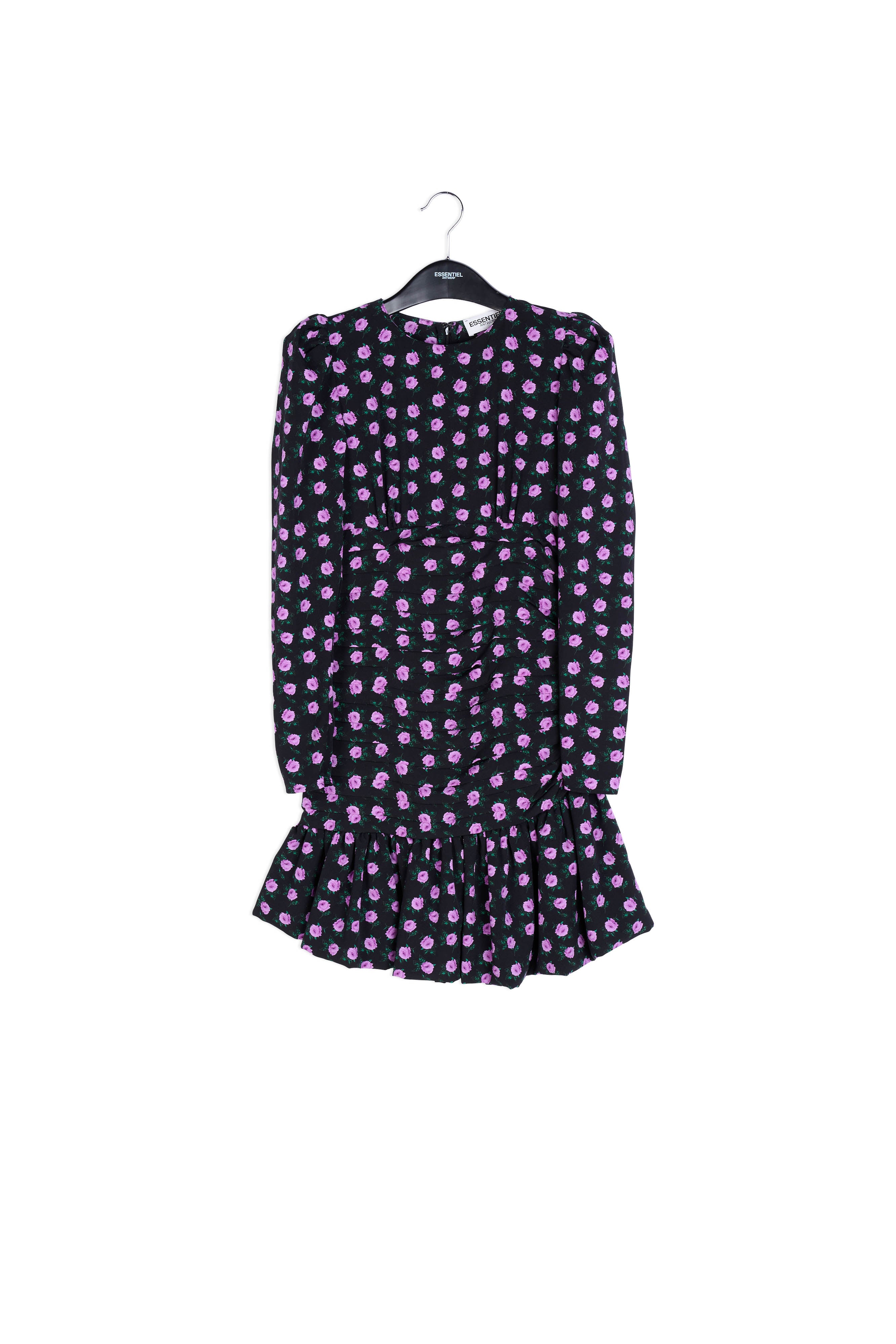 Zwarte mini-jurk met bloemenprint RE—SSENTIEL | Essentiel second hand