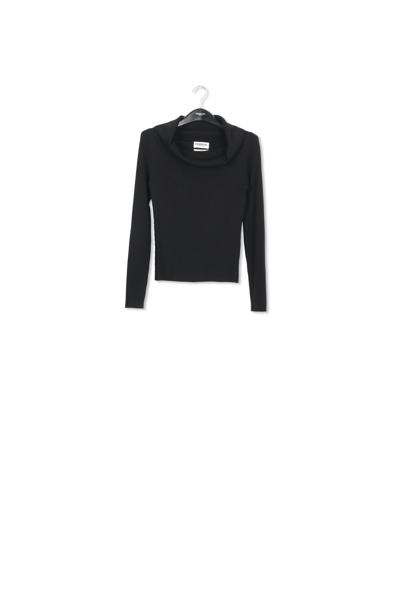 Pull en tricot noir à épaules dénudées RE—SSENTIEL | Essentiel second hand