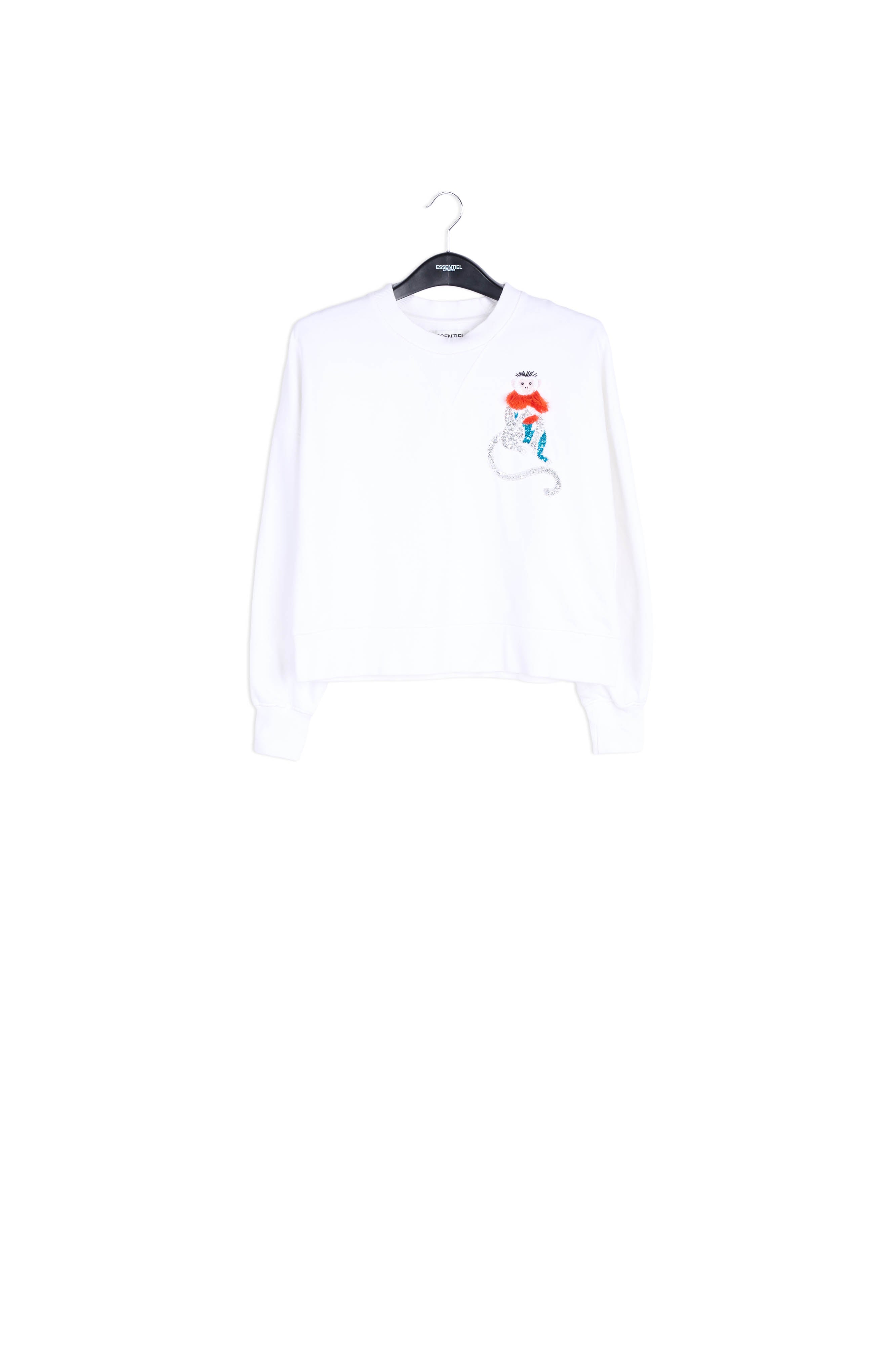 Embroidered off-white cotton-jersey sweatshirt RE—SSENTIEL | Essentiel second hand