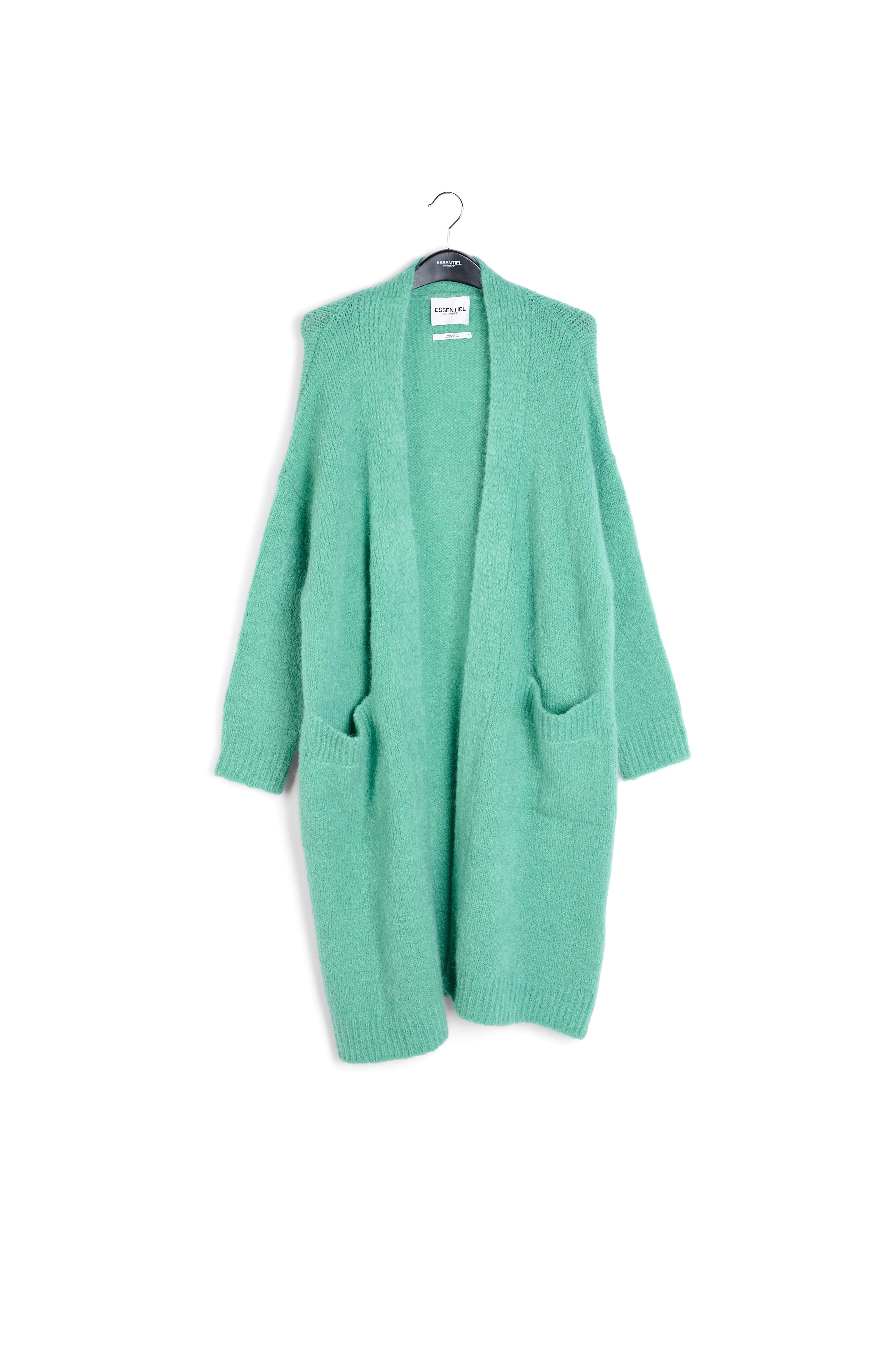 Teal midi-length mohair-blend cardigan RE—SSENTIEL | Essentiel second hand